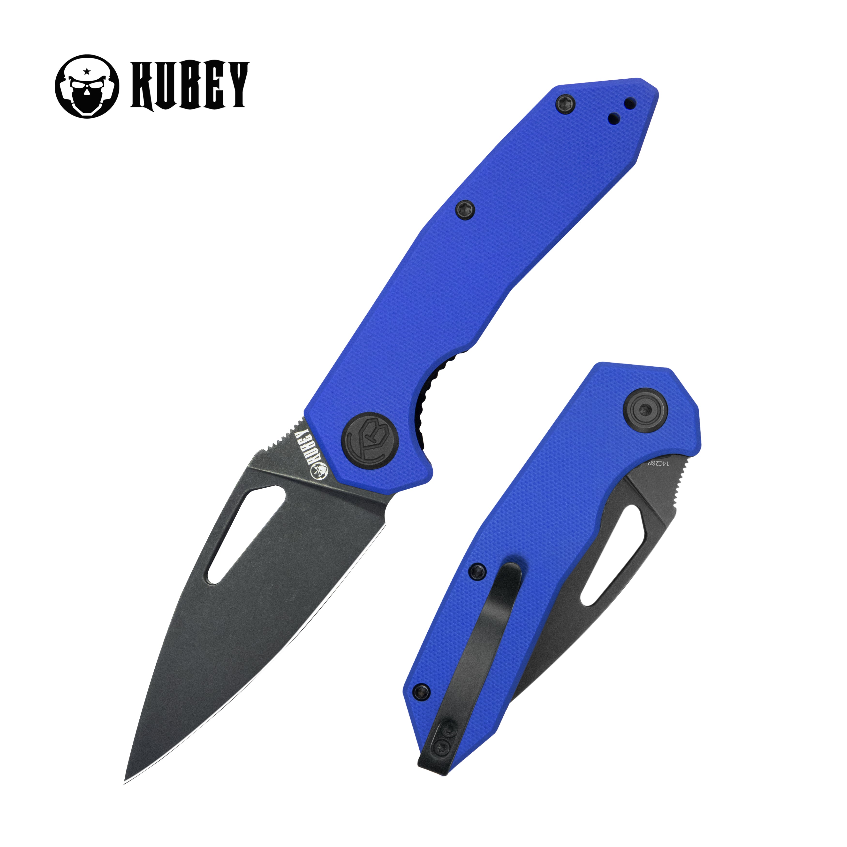Kubey Coeus Liner Lock Folding Knife - Blue G10 Handle, 3.11