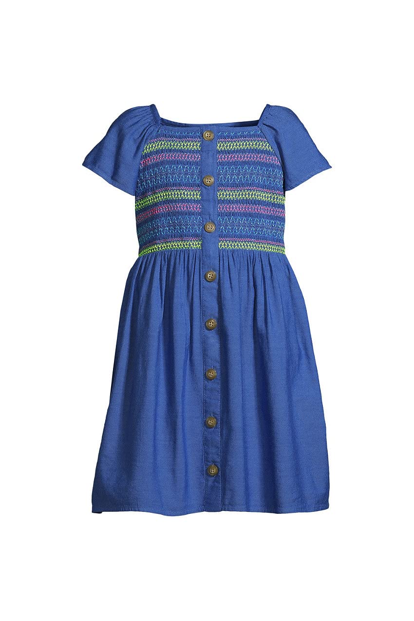 Lands' End Girls Plus Size Smocked Woven Dress for Kids - Comfortable & Stylish Summer Outfit for School, Parties & Special Occasions