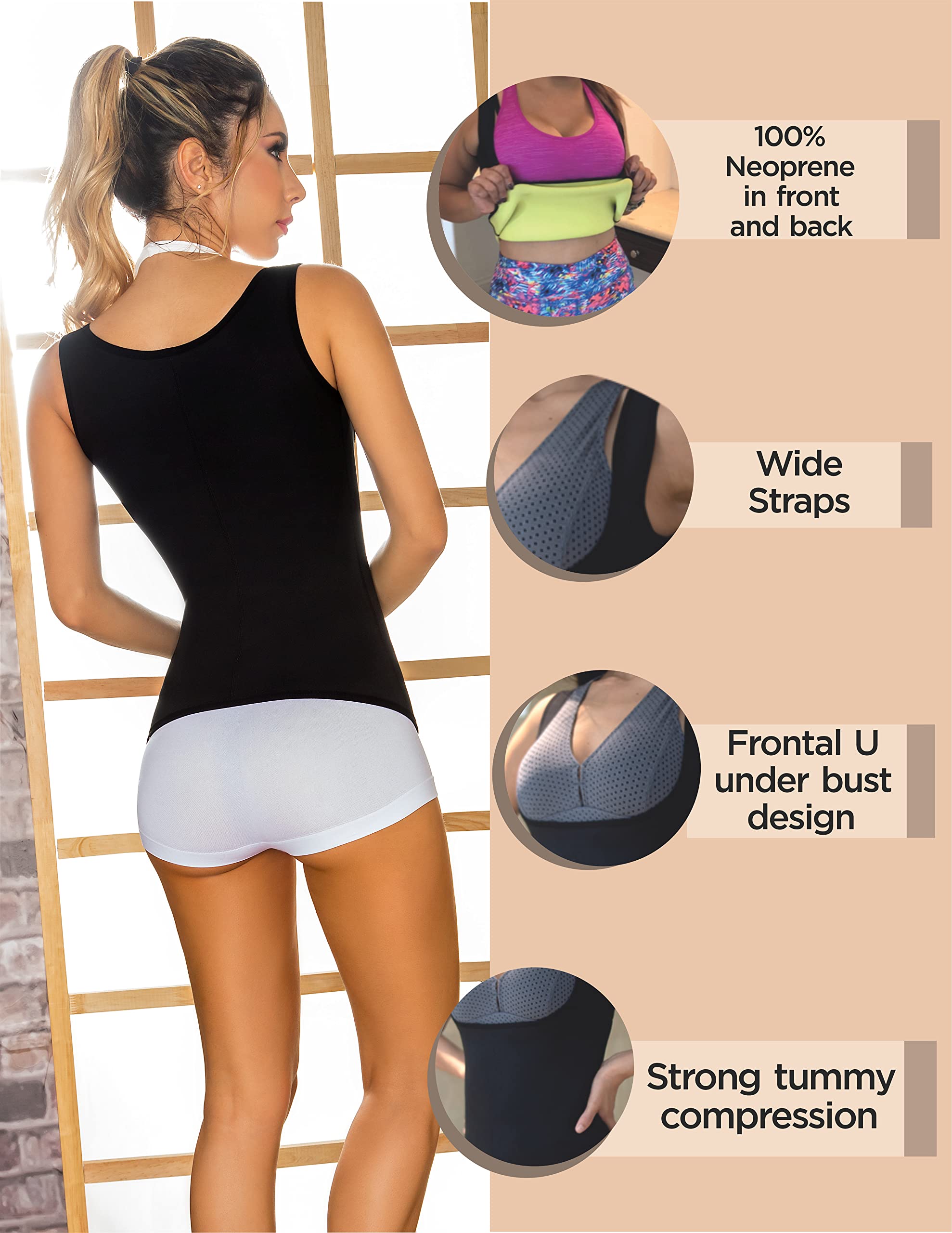 Aranza Women's Waist Trainer Corset Vest - Neoprene Sauna Suit Tank Top for Weight Loss & Body Shaping | Colombian Shapewear for Tummy Control | Perfect for Gym, Workout & Postpartum Recovery