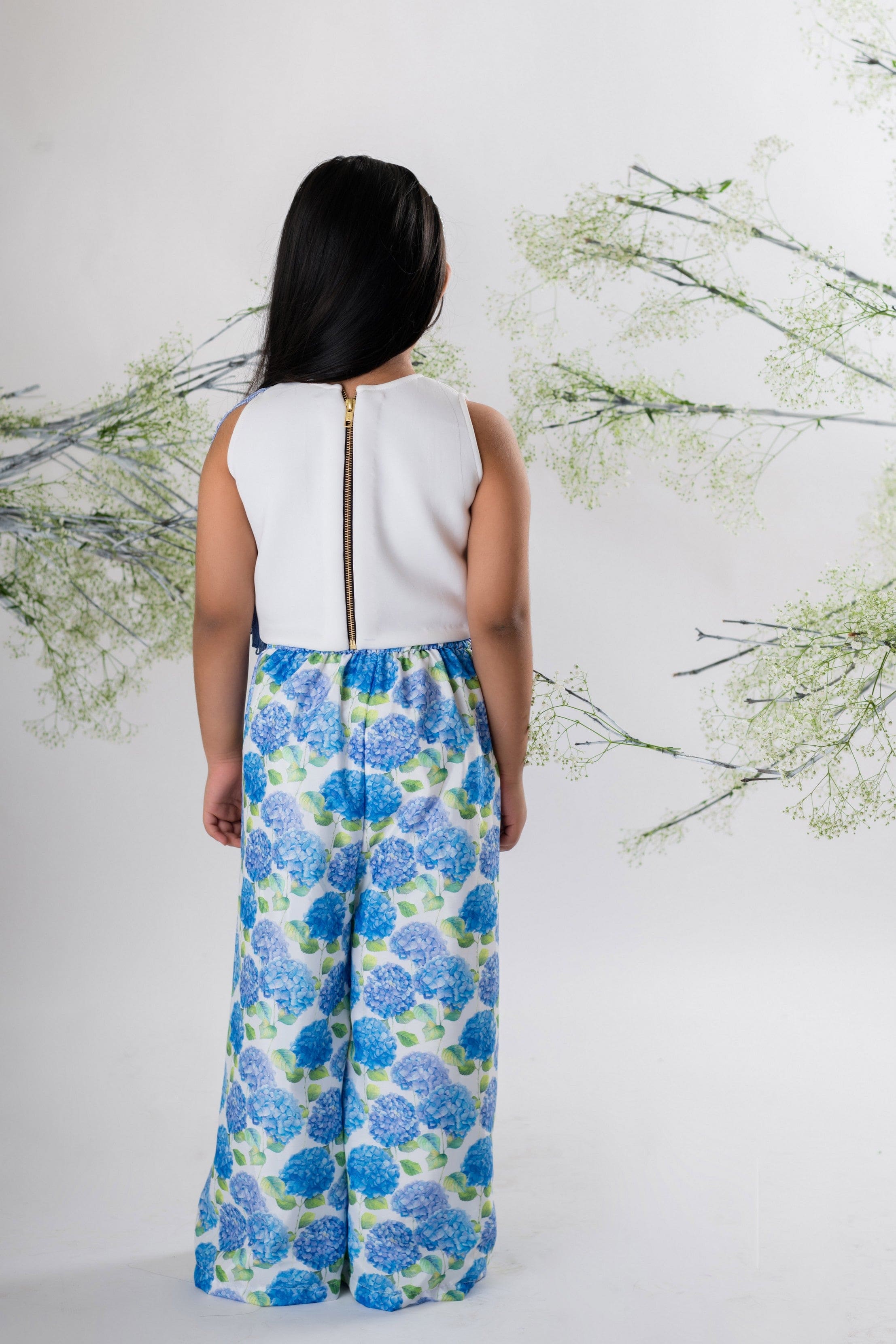 Pre Order: Blue Fringe Top with Floral Printed Pant - Stylish Boho Outfit for Summer Festivals & Beach Vacations