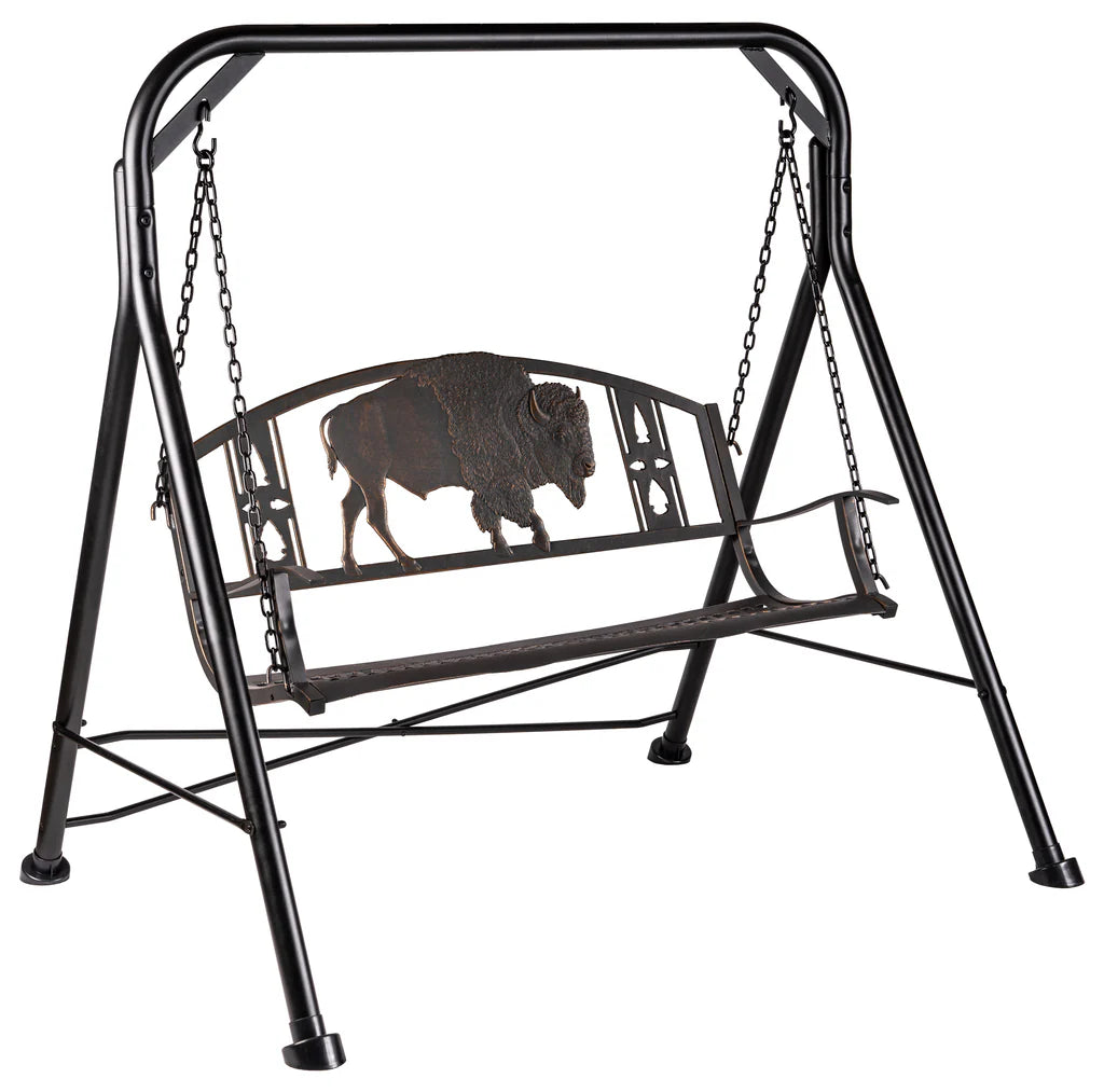 Premium Outdoor Bison Swing - Heavy-Duty Porch Swing for Patio, Garden & Backyard - Perfect for Relaxing, Lounging & Outdoor Decor