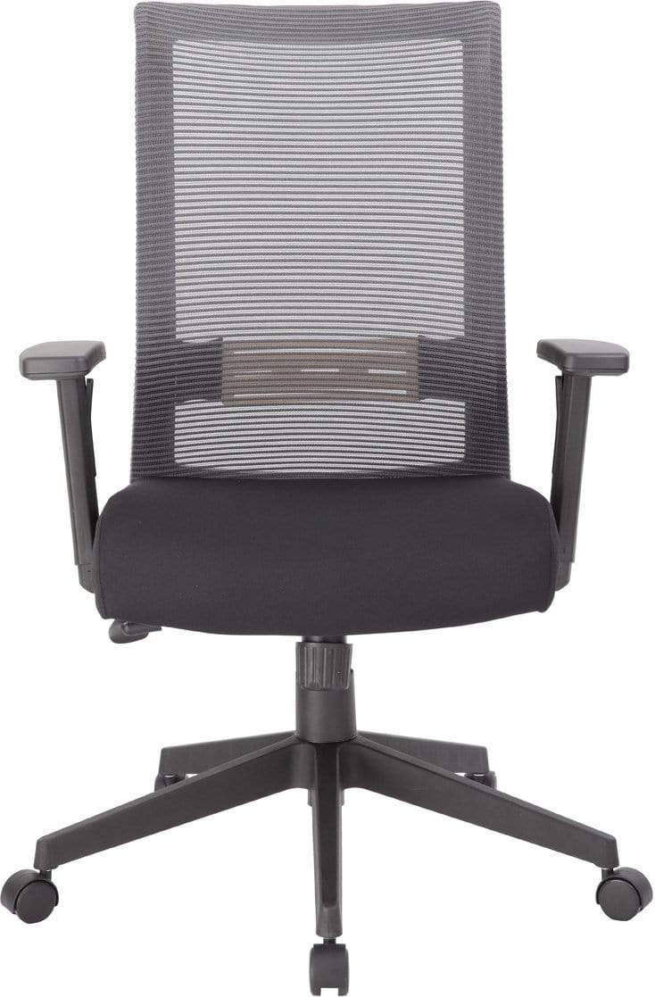 Ergonomic Boss Mesh Task Chair in Grey - Adjustable Height Office Chair with Lumbar Support [B6566GY BK] for Home Office, Conference Room & Workspace