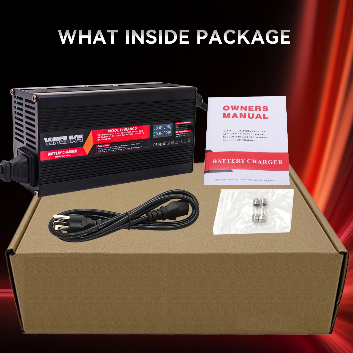 72V 8A Smart Battery Charger for Lead Acid/AGM/Gel/VRLA/OPZV Batteries - 82.8V DC Output with OLED Display & 3-Pin C13 Connector (N+L-) - Perfect for Golf Carts, Solar Systems, and Industrial Equipment