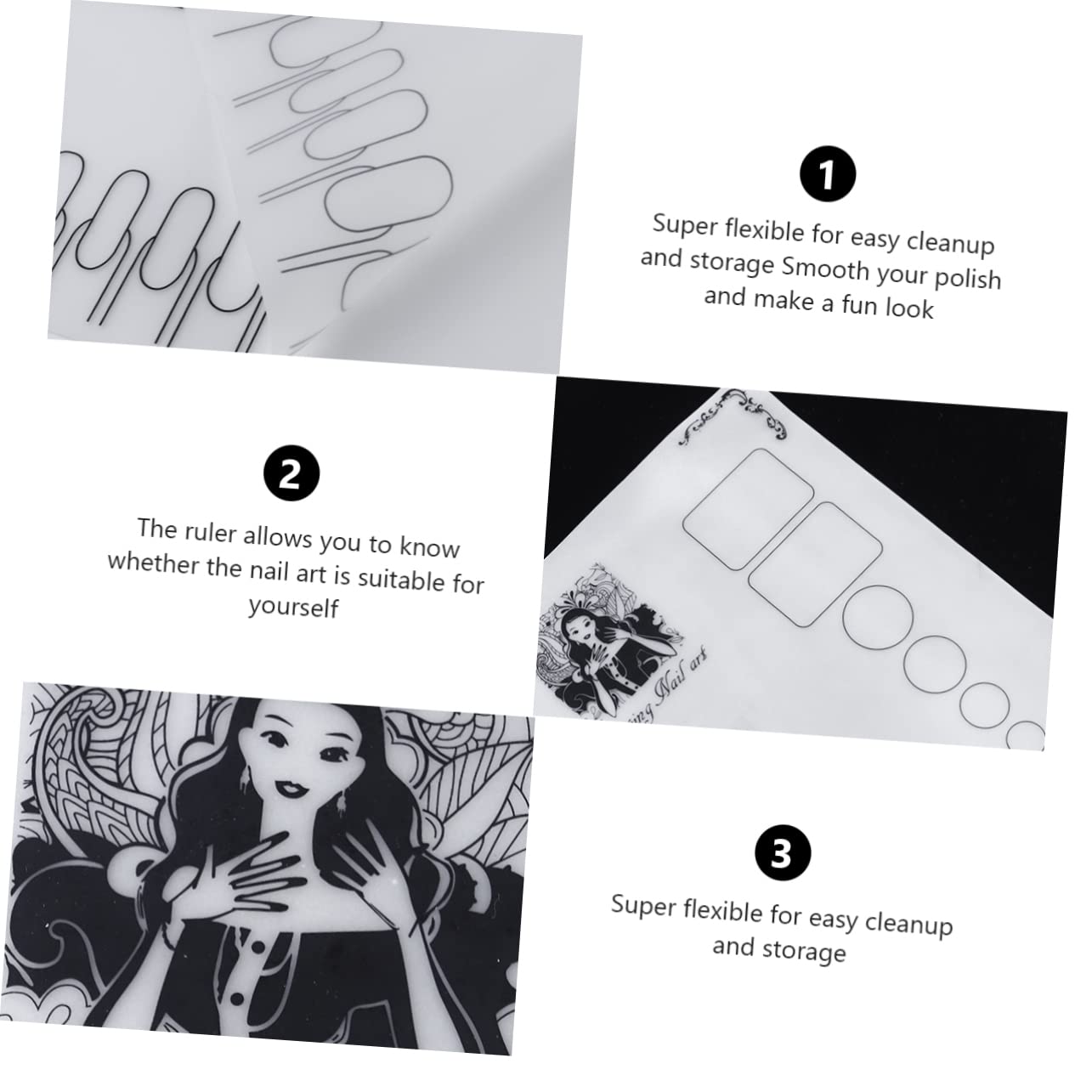 FOMIYES Silicone Manicure Mat for Nail Art Stamping - Non-Slip Nail Polish Coloring Pad with Sticker Guide - Perfect for DIY Nail Designs at Home & Salon Use