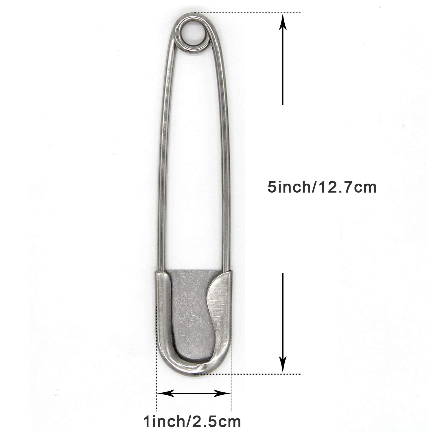 Coitak 5 Inch Large Safety Pins - 10PC Stainless Steel for Blankets & Laundry