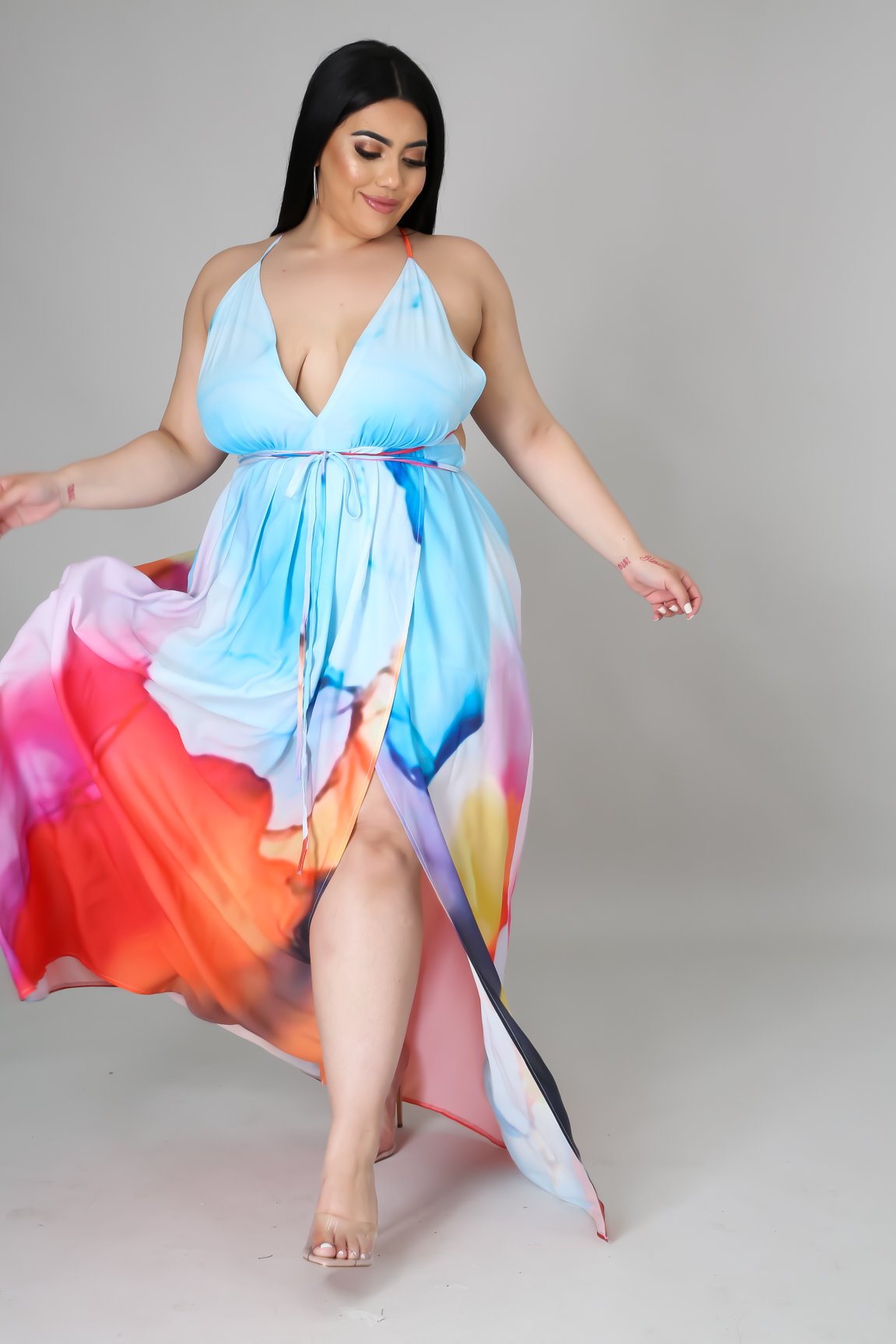 Island Escape Multi Maxi Dress for Women - Flowy Summer Beach Dress with Pockets | Perfect for Vacations, Weddings & Casual Outings