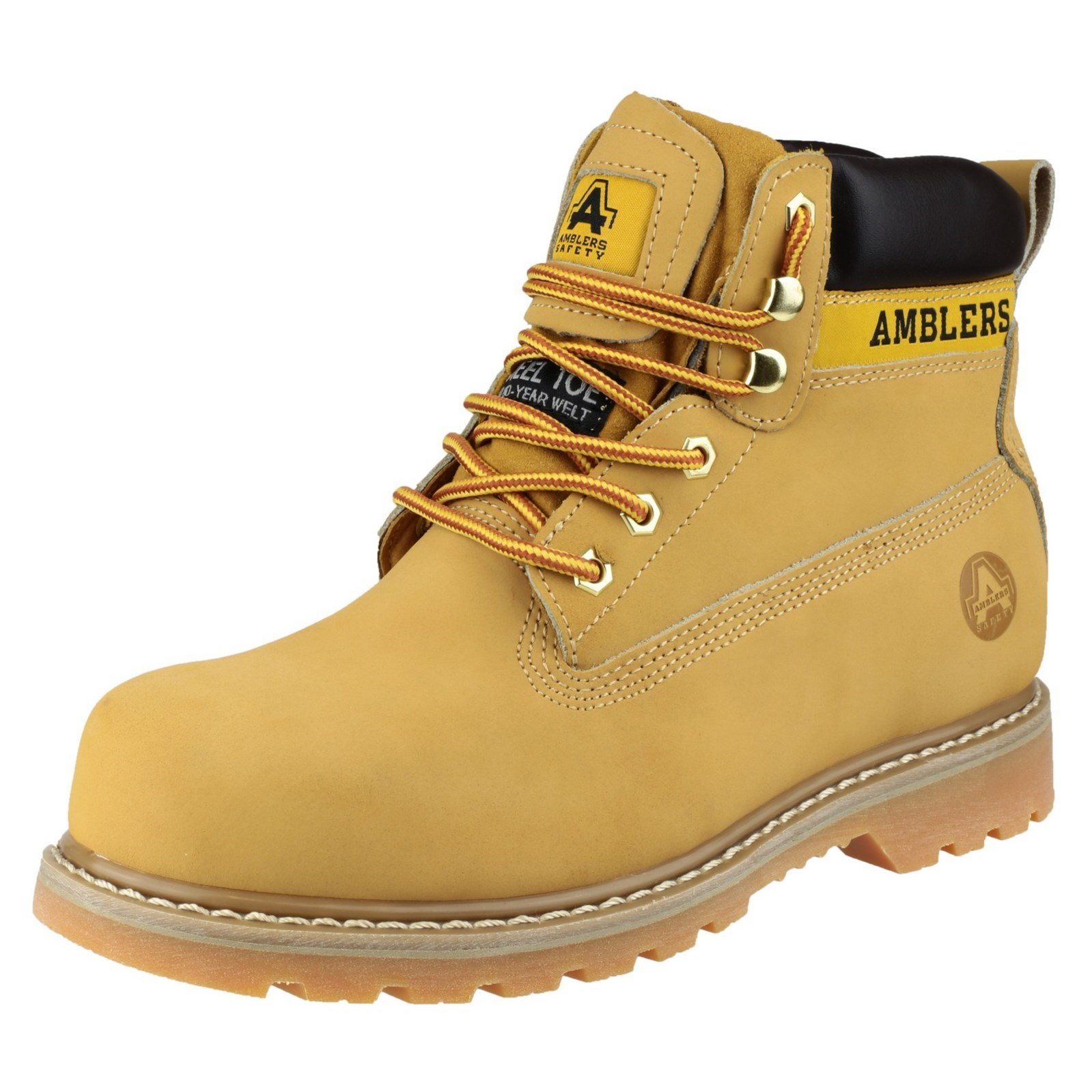 Amblers Women's Steel Toe Lace-Up Work Boots with Textile Lining - Honey Brown - Size 5-12 | Comfortable & Durable Safety Shoes for Construction, Warehouse & Outdoor Work