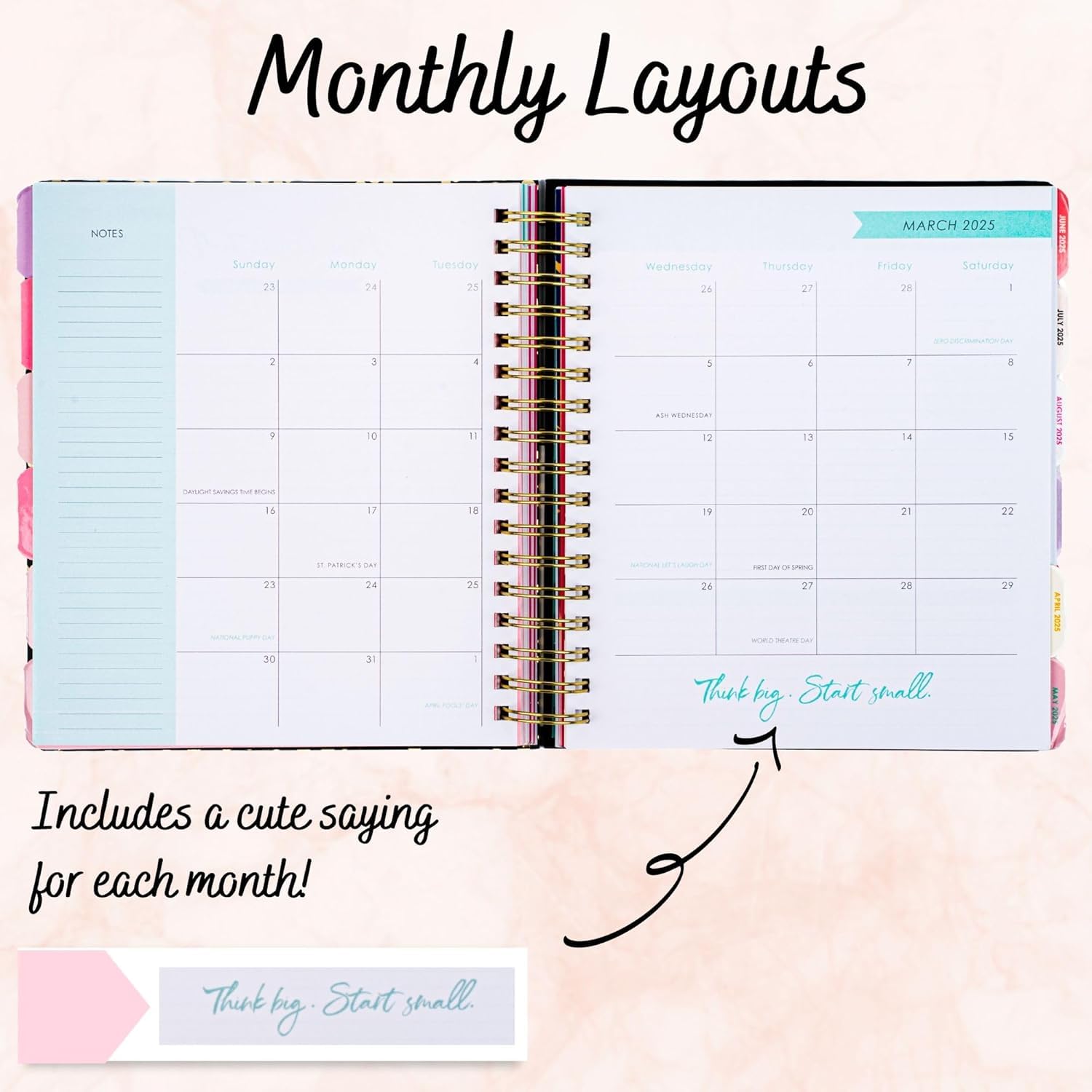 VOTUM 2025-2026 Monthly Large Planner - Daily Weekly Monthly Organizer with 3 Pens & Stickers - Organized Chaos Black - January 2025 to June 2026 - Stylish Durable Planner for Work, School & Personal Organization