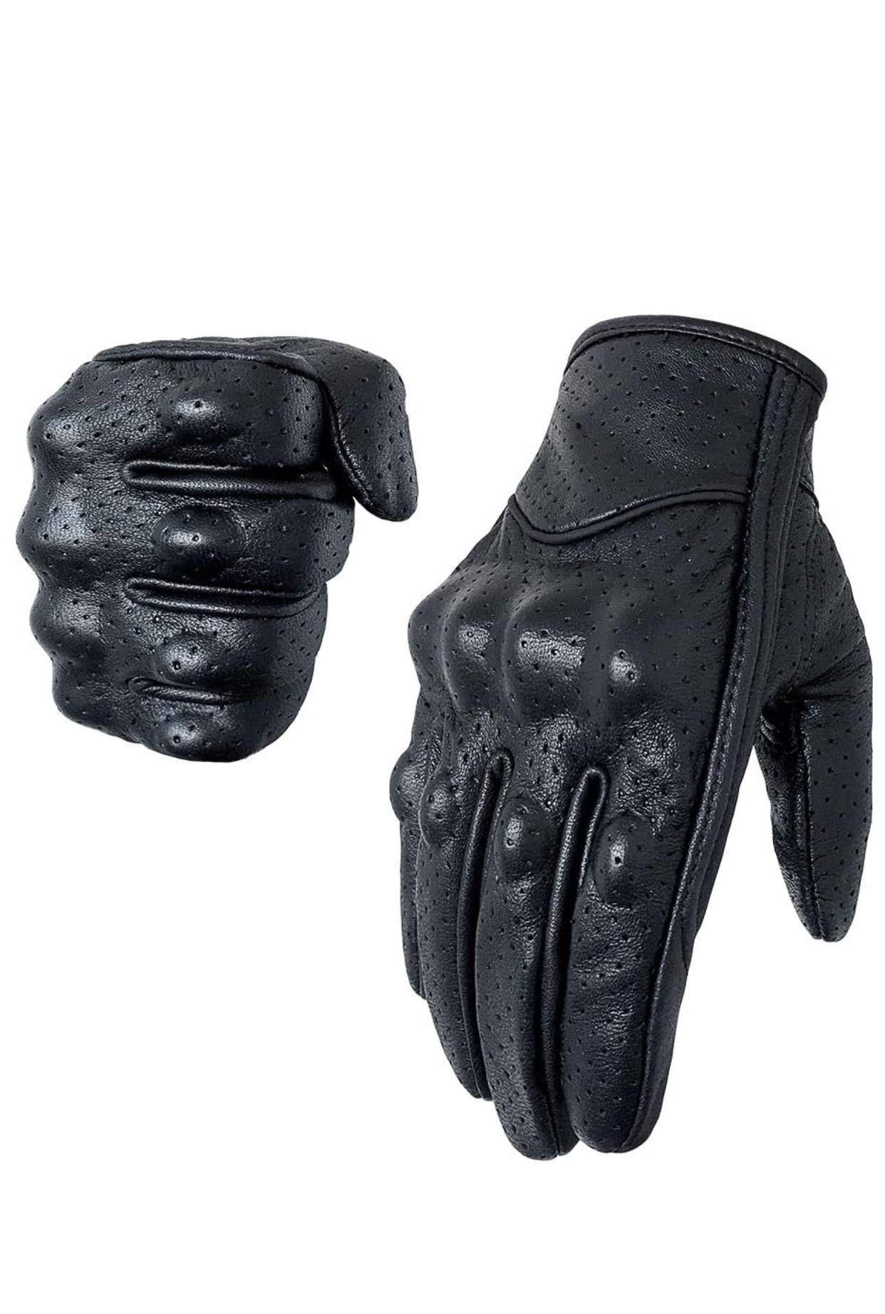 Men's Motorcycle Touchscreen Gloves - Leather Biker Gloves for Riding & Racing