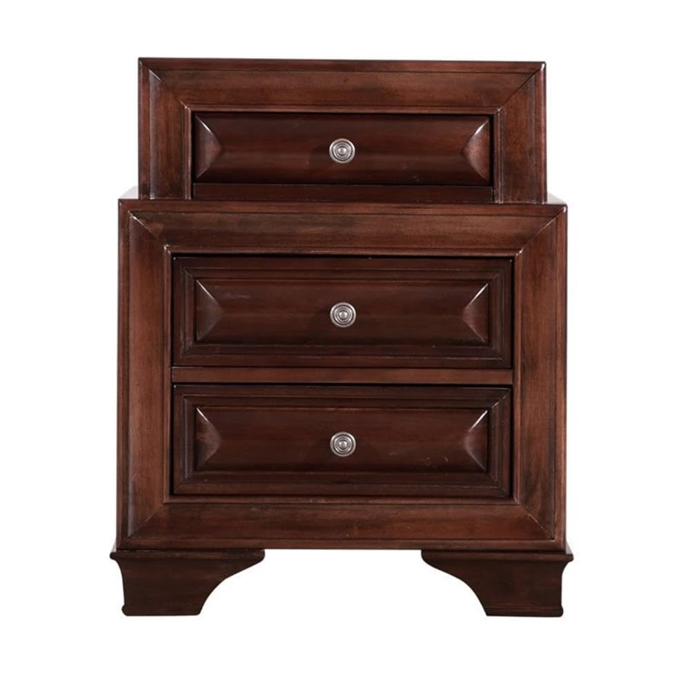 Glory Furniture LaVita 3-Drawer Nightstand in Cappuccino Finish - Bedside Table for Bedroom, Living Room & Guest Room Storage