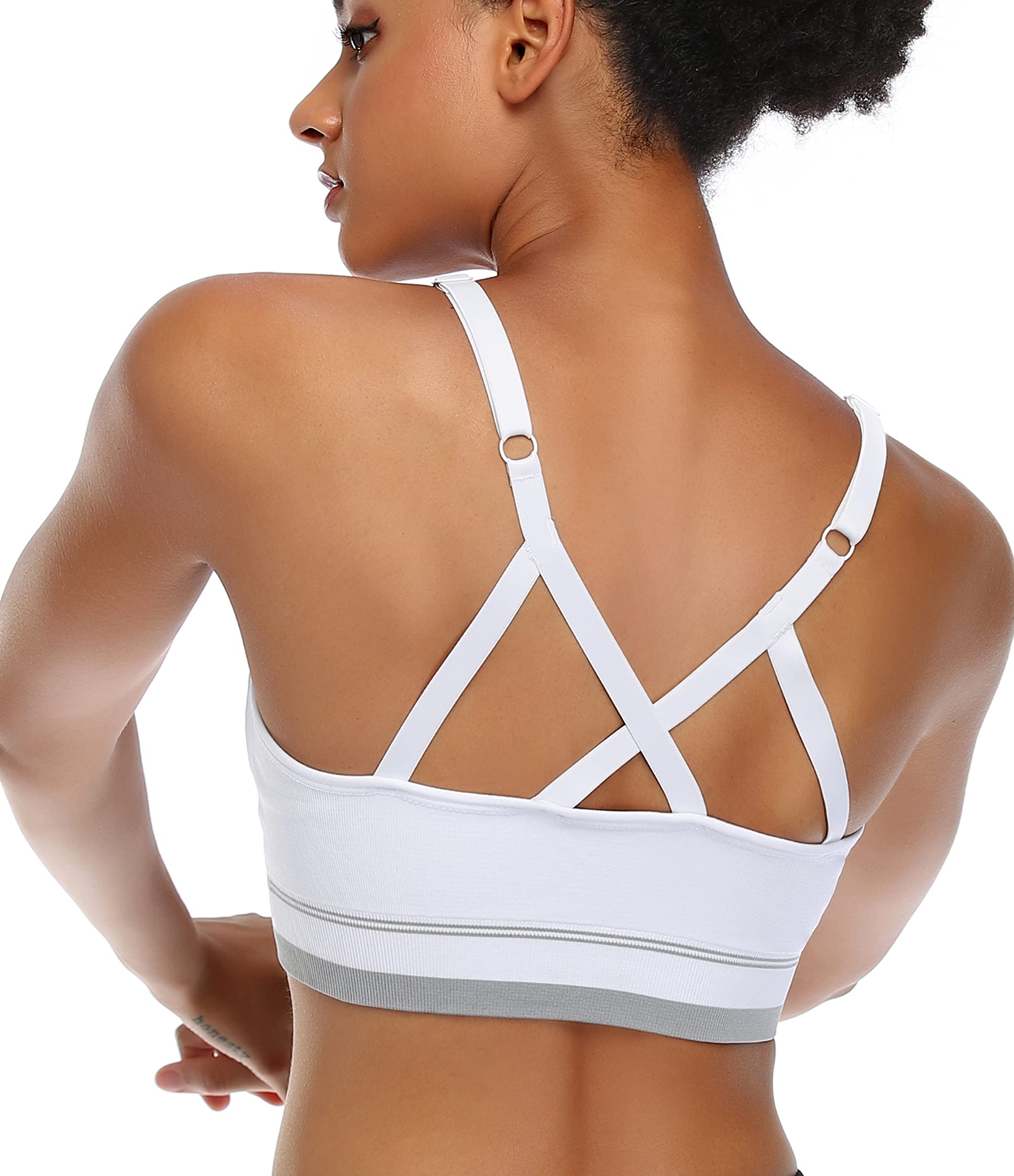 ANGOOL Women's Longline Medium Support Sports Bra - Wirefree Padded Yoga Bralette with Adjustable Straps - Perfect for Workouts, Yoga & Active Lifestyle