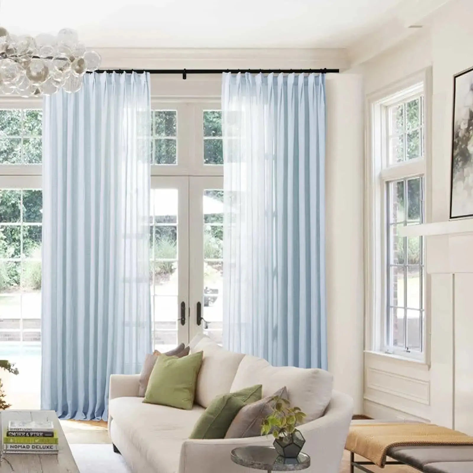 Flynn Airy Lightweight Sheer Curtain Pleated - Elegant Window Treatment for Living Room & Bedroom Decor