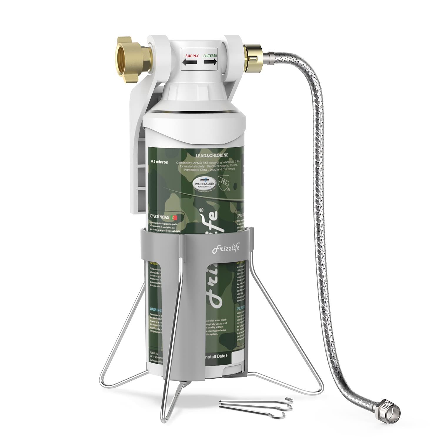 FRIZZLIFE RV Water Filter - NSF/ANSI 53 & 42 Certified Inline Hose Filter with 0.5 Micron High Pressure - Reduces Chlorine, Lead, Heavy Metals & Odors - Perfect for RV, Marine, Camper, Garden & Outdoor Water Filtration