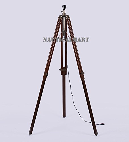 Nauticalmart Mahogany Floor Lamp - Modern Living Room Lighting for Home Decor, Reading & Relaxation | Dimmable LED Standing Lamp with Adjustable Height & Fabric Shade