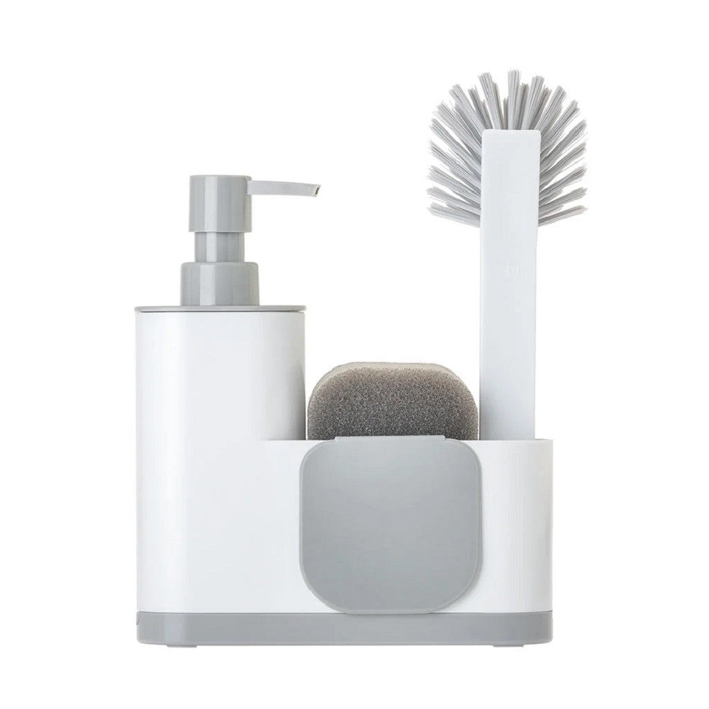 Rengo Monobloc Sink Caddy Set - 4 Piece White Kitchen Organizer | Perfect for Bathroom, Kitchen Sink & Countertop Storage