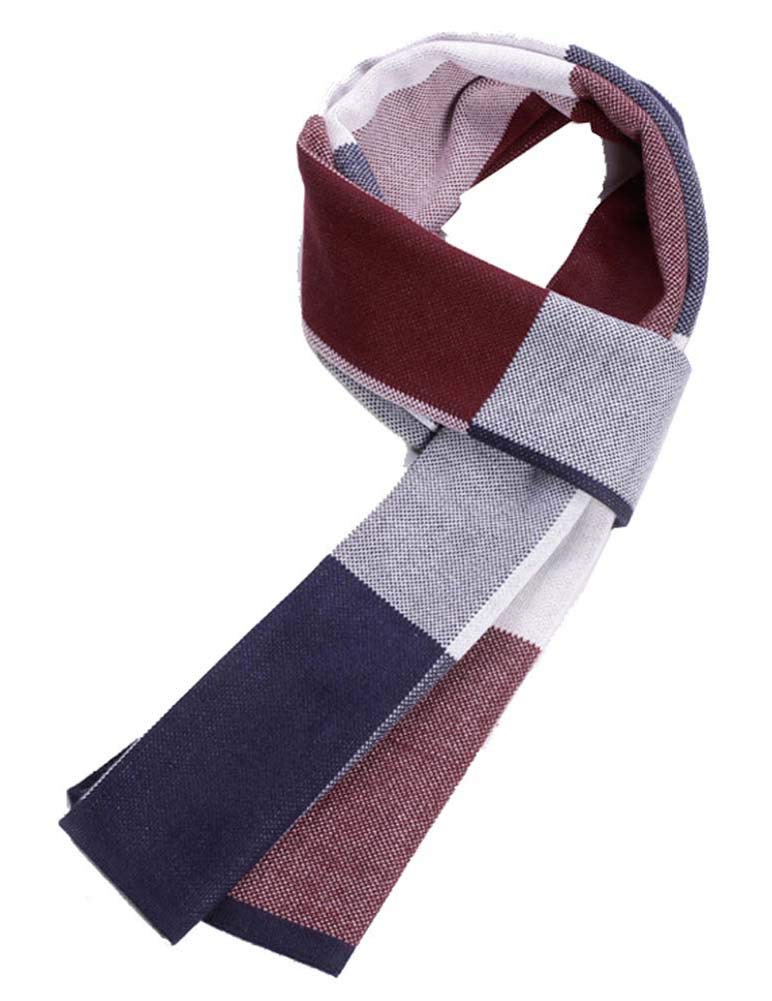 DRAGON SONIC Men's Winter Plaid Scarf - Soft Warm Joker Style Fashion Scarf for Men - Perfect for Cold Weather, Outdoor Activities, and Casual Style