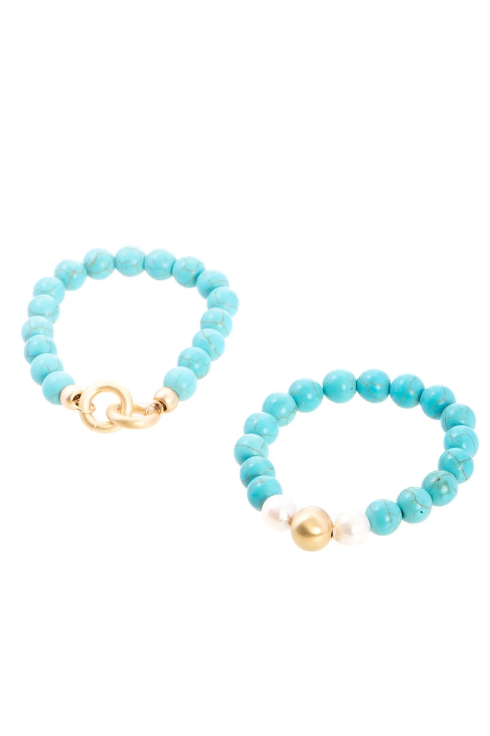 Pearl Stone Stretch Bracelet Set for Women - Natural Gemstone Beaded Elastic Bracelets - Boho Chic Jewelry for Everyday Wear, Yoga & Meditation