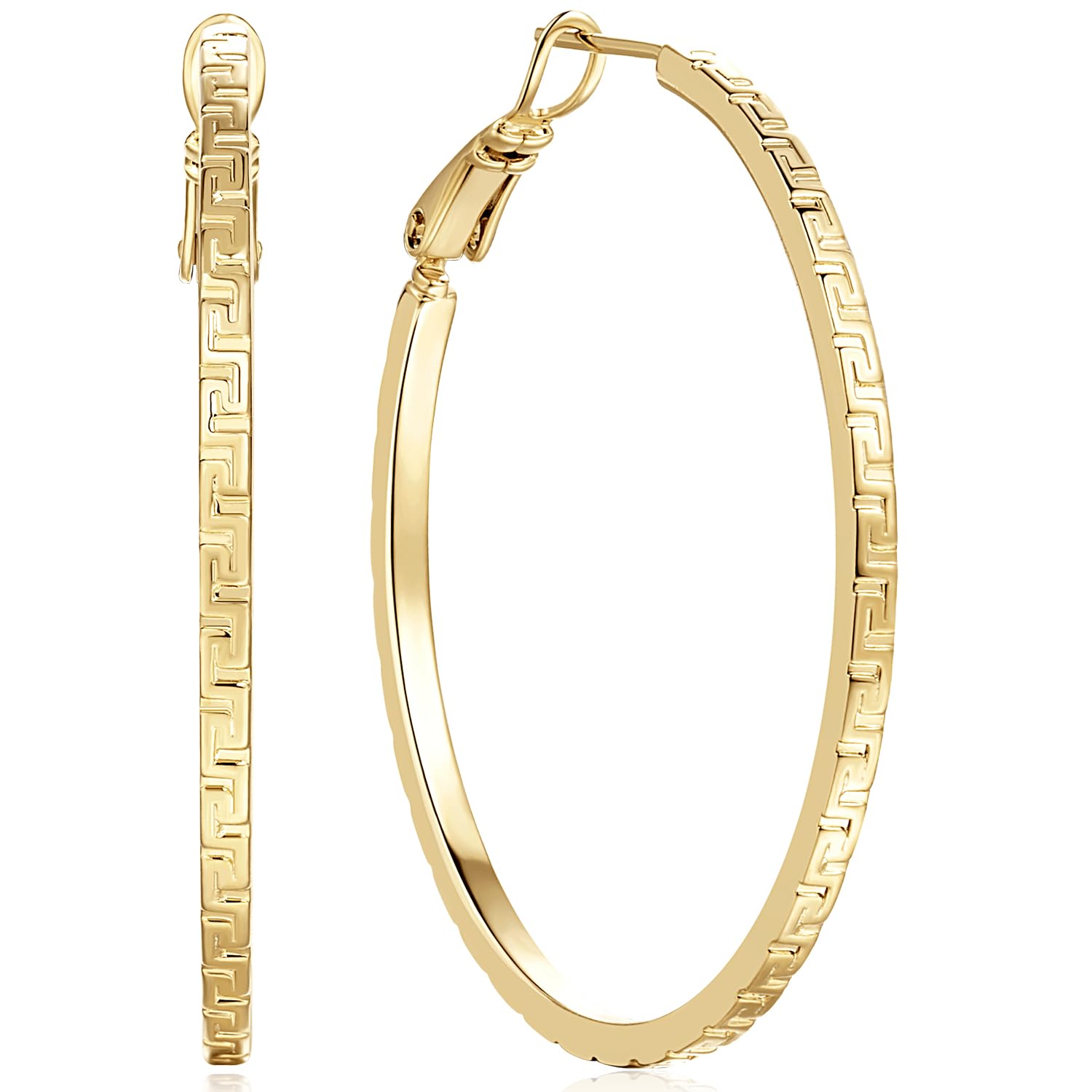 14K Gold Hoop Earrings for Women - Trendy Square-edge Hypoallergenic Chunky Hoops - Large Well-Cut Gold Plated Earrings - Perfect for Parties, Weddings & Everyday Elegance
