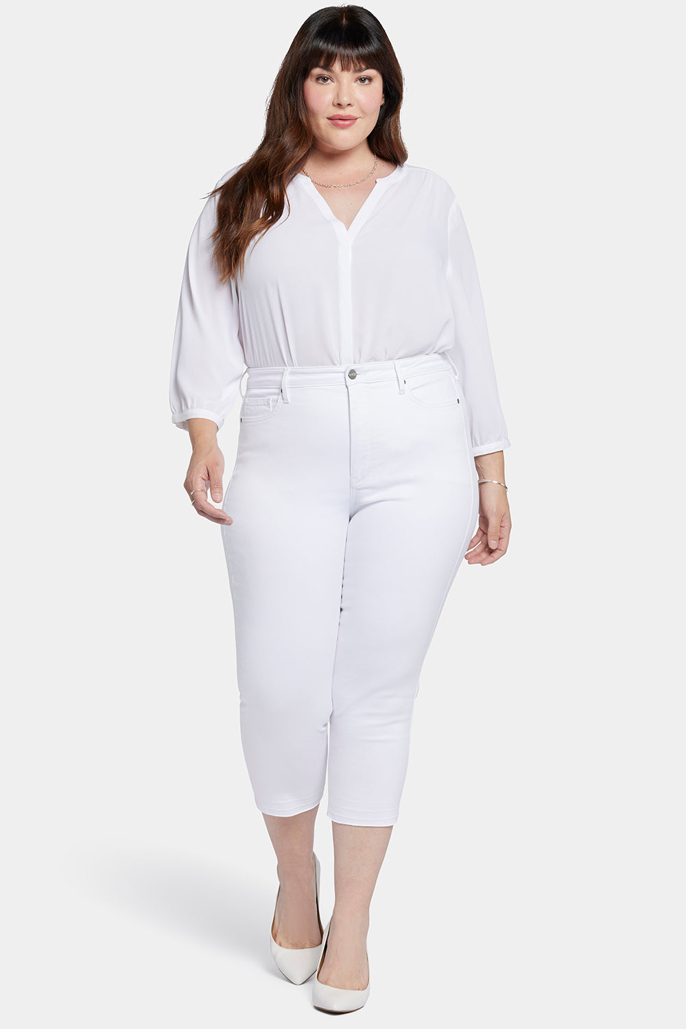 Chloe Capri Jeans for Women - Plus Size Stretch Denim Pants in Optic White | Casual Wear, Summer Outfits & Beach Style