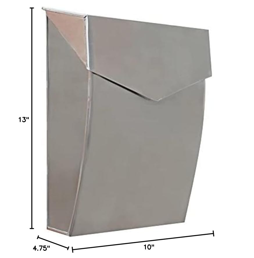 Stainless Steel Wall Mounted Mailbox for Outside - 4.8 x 10 x 13 Inch Waterproof Mailbox for House, Apartment & Office - Durable NACH Mailboxes for Wall Mount - Perfect for Home, Business & Outdoor Use
