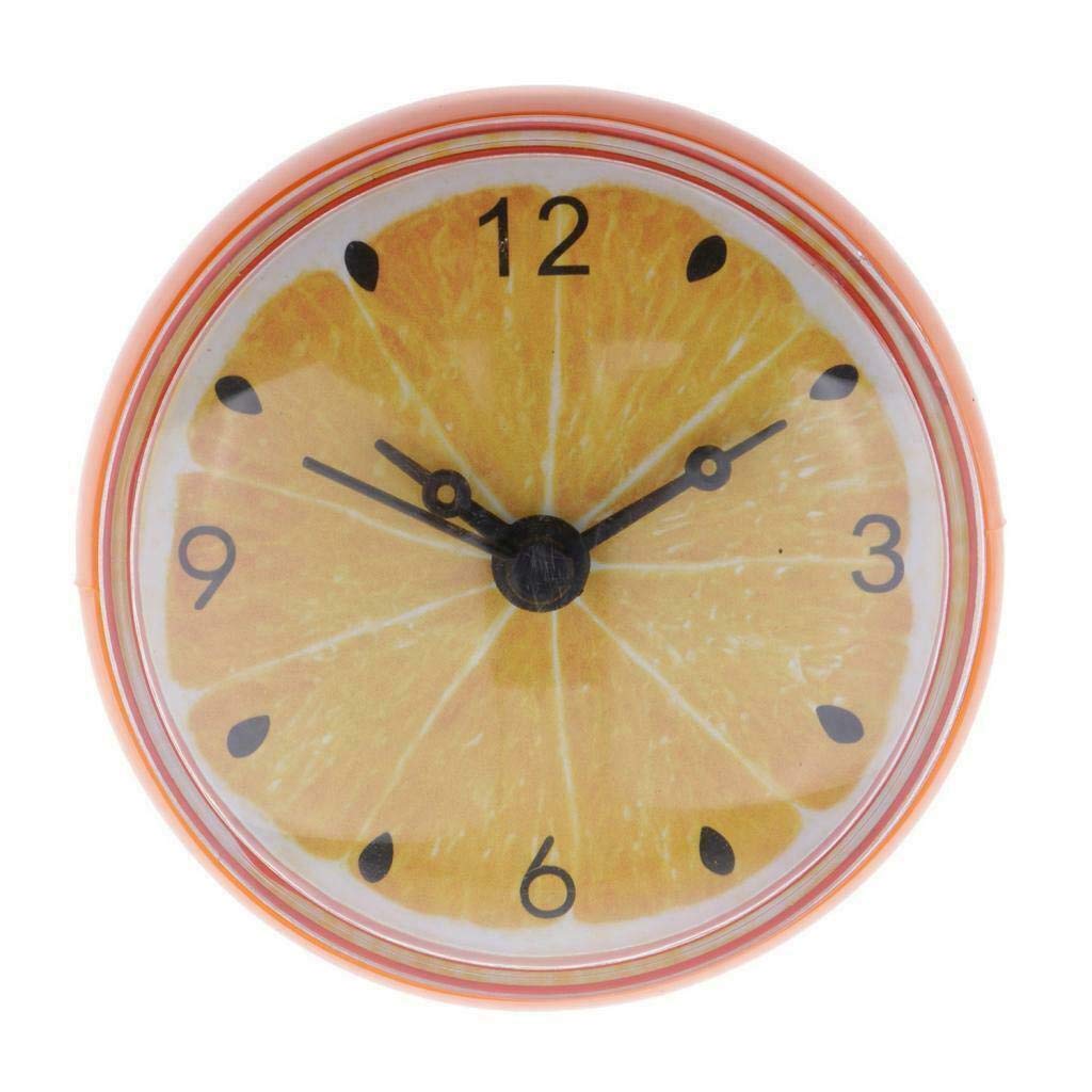 Waterproof Silent Non-Ticking Wall Clock with Suction Cup for Bathroom & Kitchen - Orange - Perfect for Shower, Spa, and Home Decor