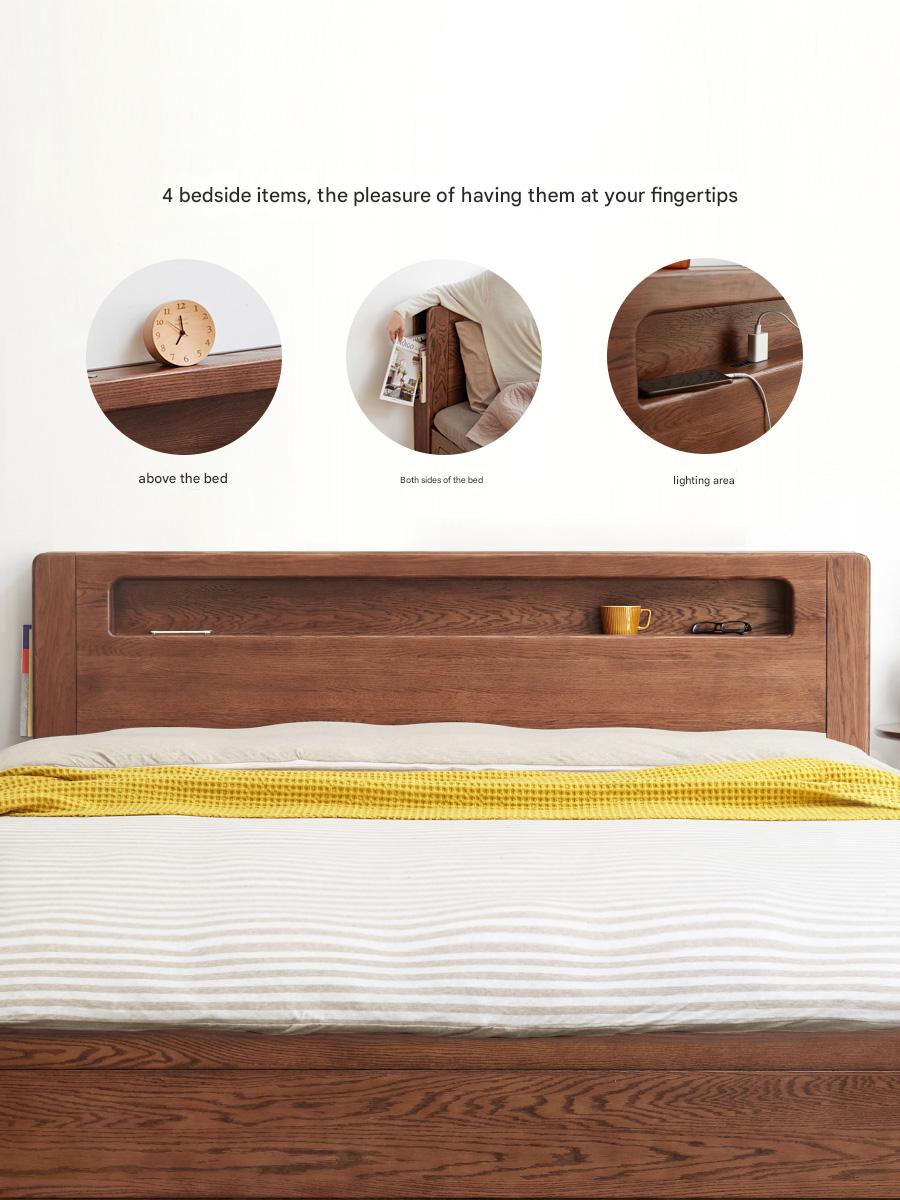 Solid Oak Wood Glow in The Dark Storage Box for Bedroom - Under Bed Organizer with Luminous Lid for Nighttime Visibility & Easy Access