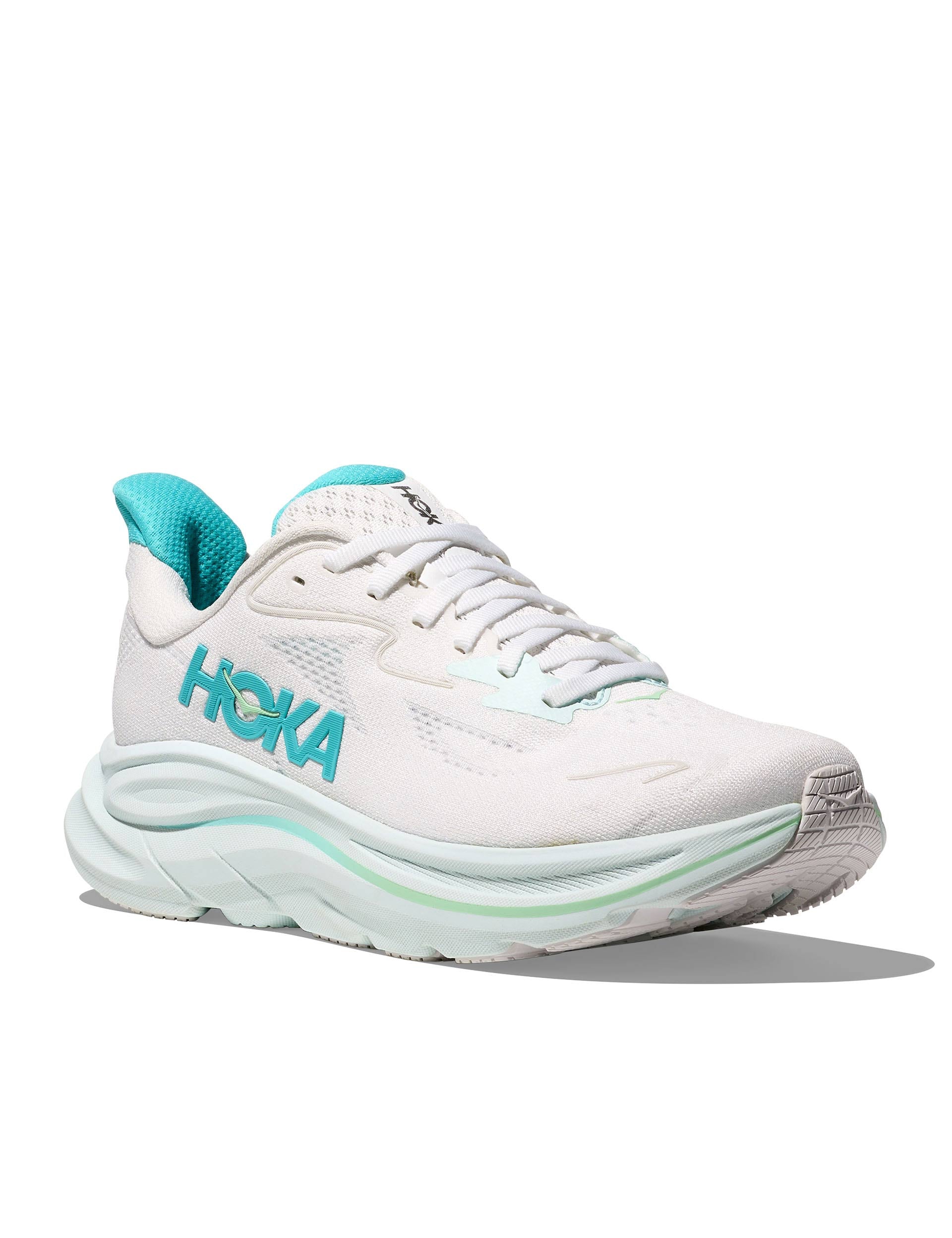 Hoka Clifton 10 Running Shoes for Men & Women - White/Cielo Blue - Lightweight Cushioned Sneakers for Jogging, Walking & Everyday Wear