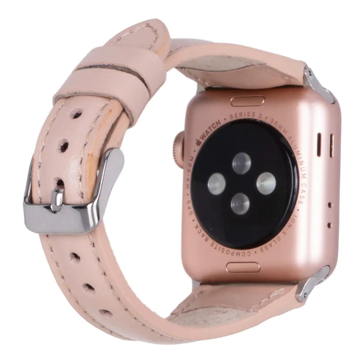 Elegant Nude Pink Leather Slim Apple Watch Band - Stylish & Comfortable Replacement Strap for Women & Men - Perfect for Work, Gym & Everyday Wear