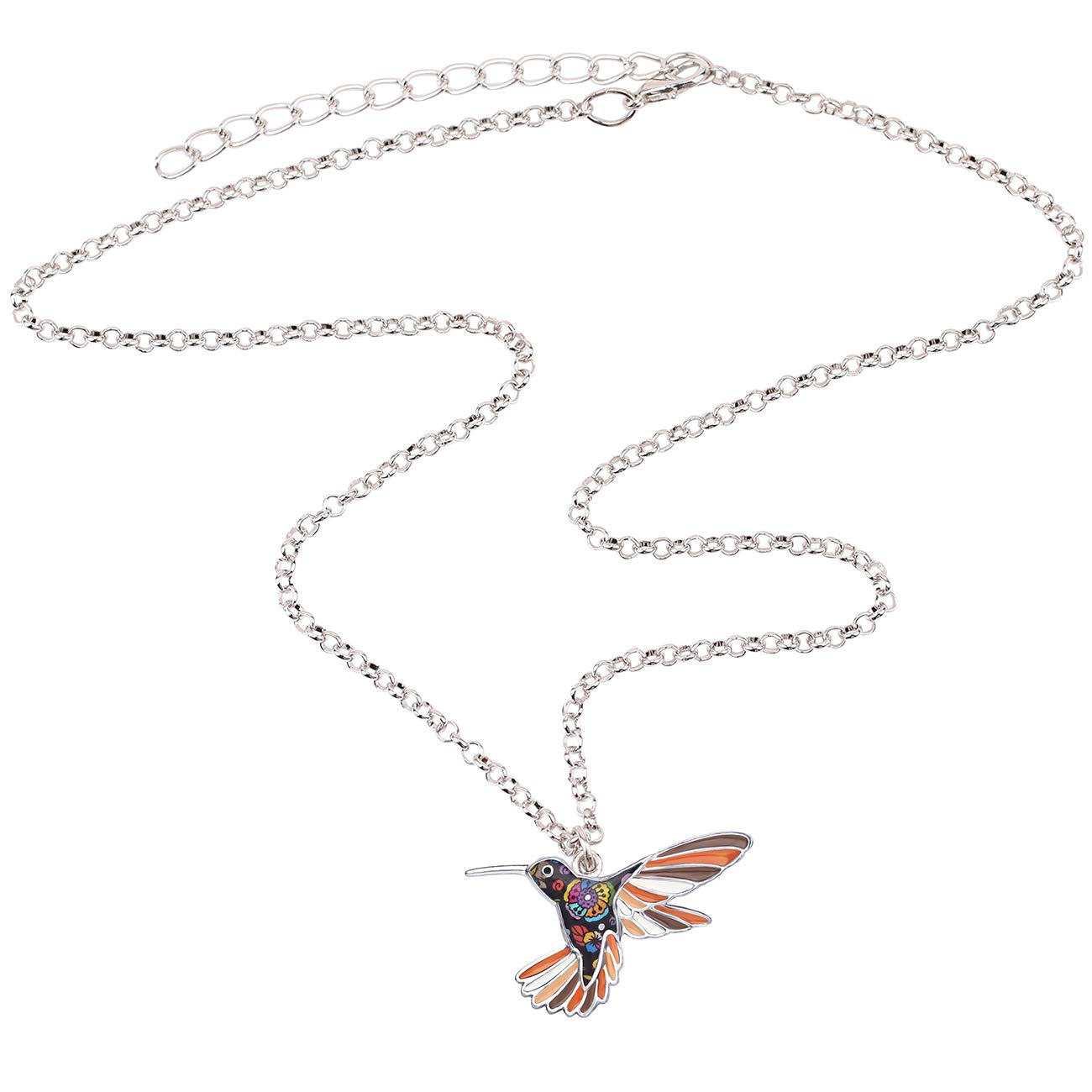 BONSNY Enamel Alloy Hummingbird Pendant Necklace for Women - Elegant Bird Charm Jewelry Gift for Birthday, Anniversary & Special Occasions