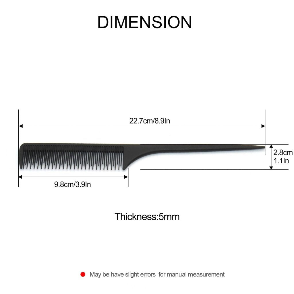 Rattail Teaser Comb for Hair Styling - Professional Rat Tail Comb for Sectioning, Detangling & Styling - Perfect for Salons, DIY Hairstyles & Hair Extensions