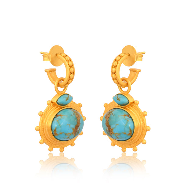Athena Drop Earrings - Turquoise Gemstone Dangle Earrings for Women | Perfect for Parties, Weddings & Everyday Wear