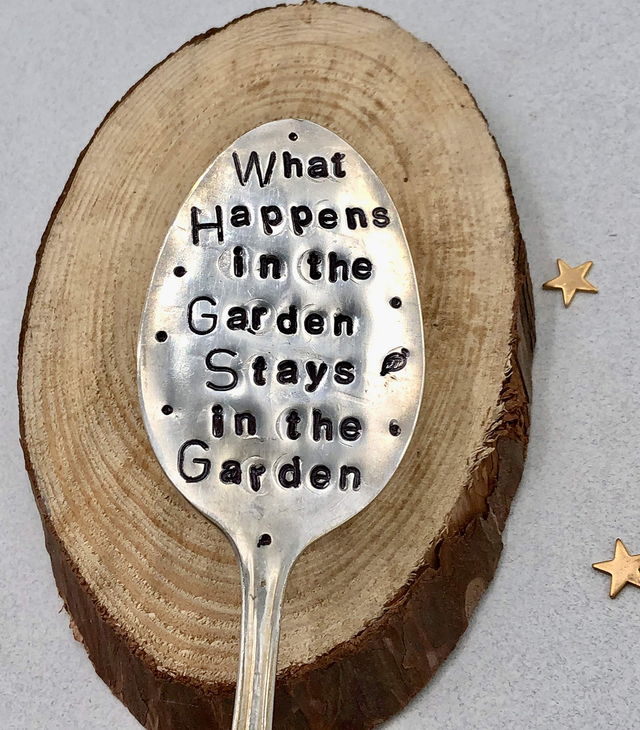Funny Hand Stamped Garden Spoon Marker - Custom Plant Stake for Herb Garden, Vegetable Patch & Outdoor Decor - Perfect Gift for Gardeners