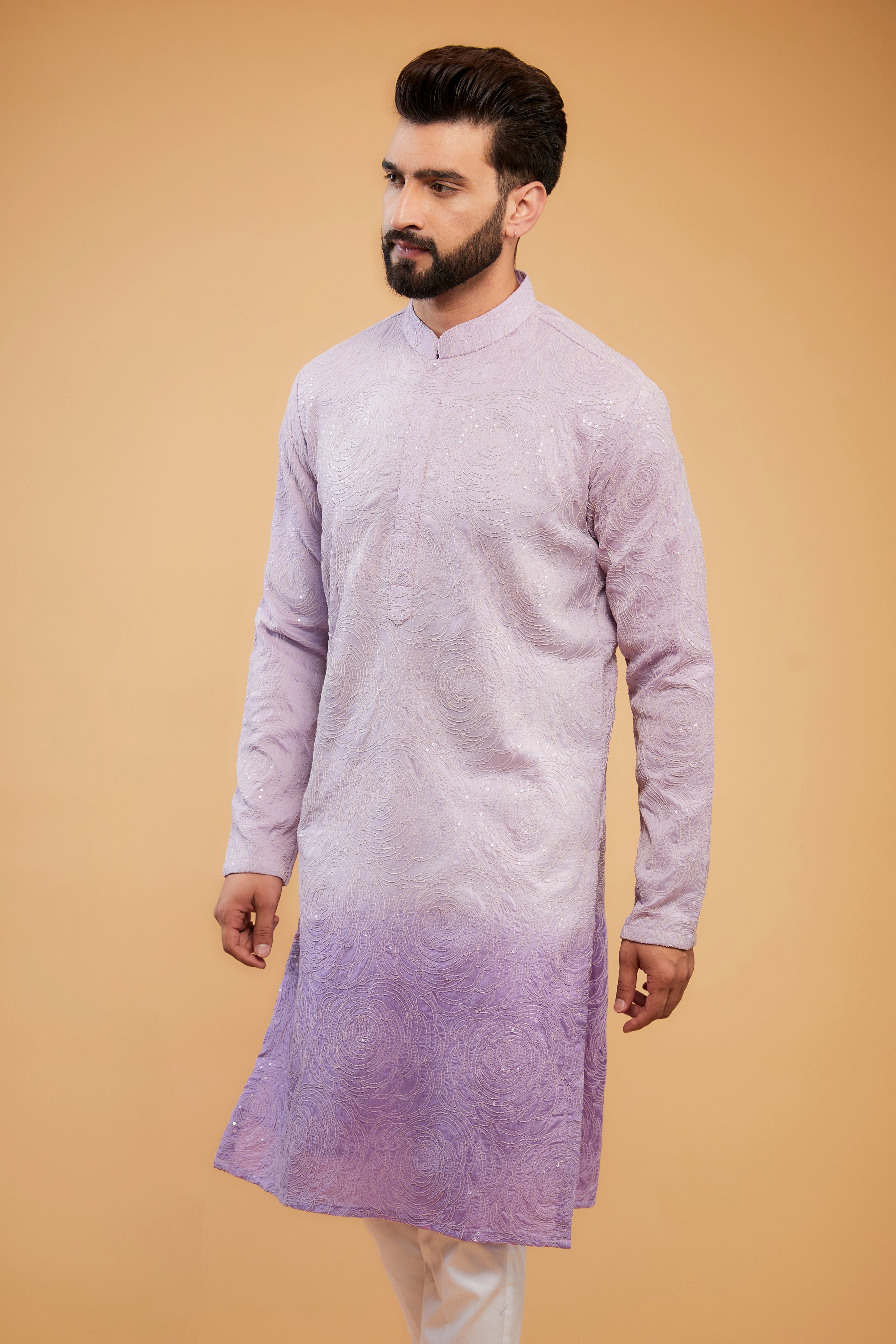 Elegant Lavender Ombre Chikankari Kurta for Women | Handcrafted Indian Embroidered Tunic | Perfect for Festivals, Weddings & Casual Wear