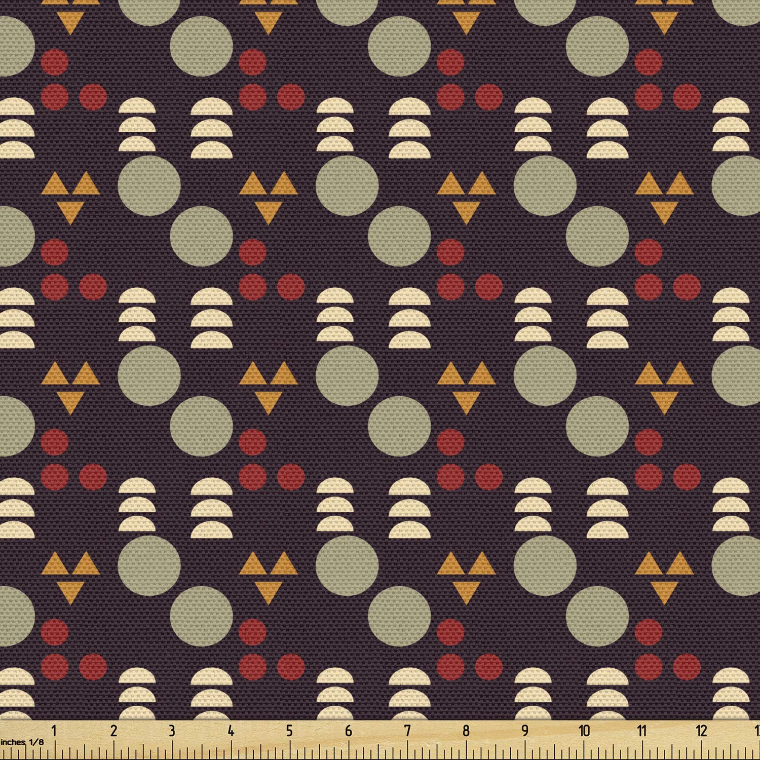 Ambesonne Geometric Fabric by The Yard - Triangle & Circle Pattern Upholstery Material, Earthy Tones Decorative Cotton Fabric for Sofa, Curtains & Home Decor (10 Yards, Multicolor) | Perfect for DIY Projects, Furniture Revamping & Bohemian Interior Design