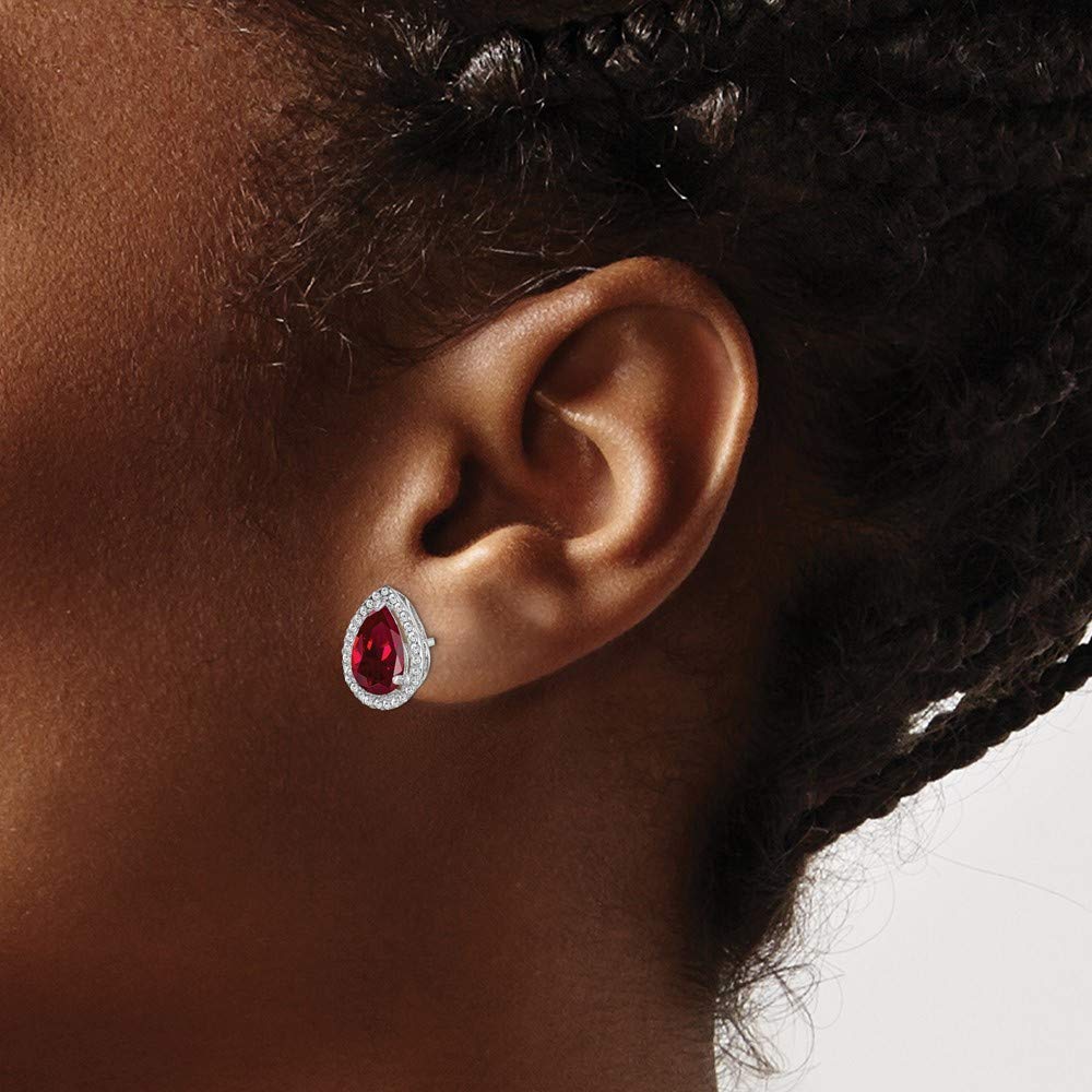 925 Sterling Silver Lab-Created Ruby & Cubic Zirconia Stud Earrings for Women - Elegant Fine Jewelry Gift for Her - Perfect for Weddings, Anniversaries & Special Occasions