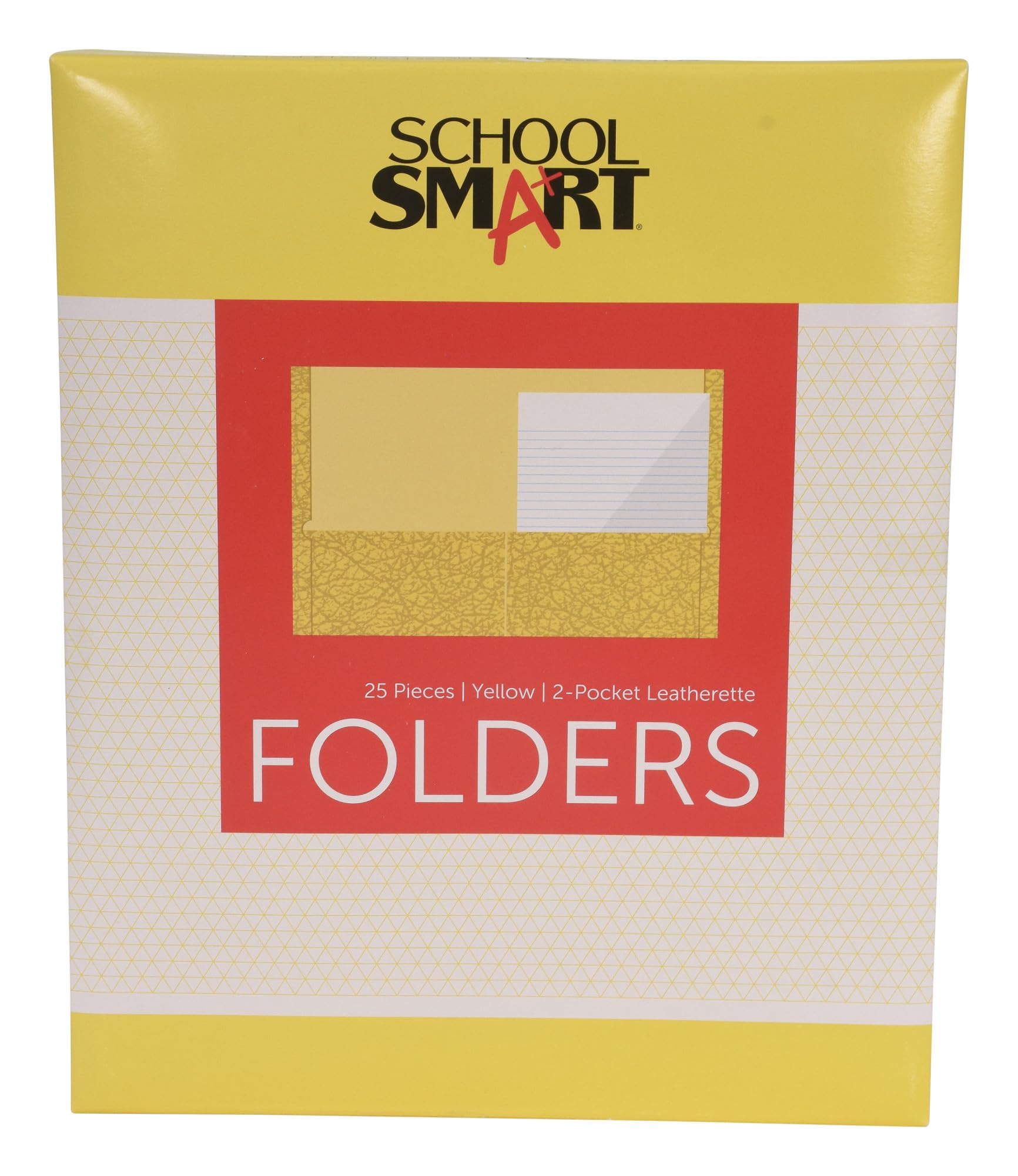 School Smart 2-Pocket Folders with Fasteners - Yellow, Pack of 25 | Durable School & Office Supplies for Organizing Papers, Homework & Documents