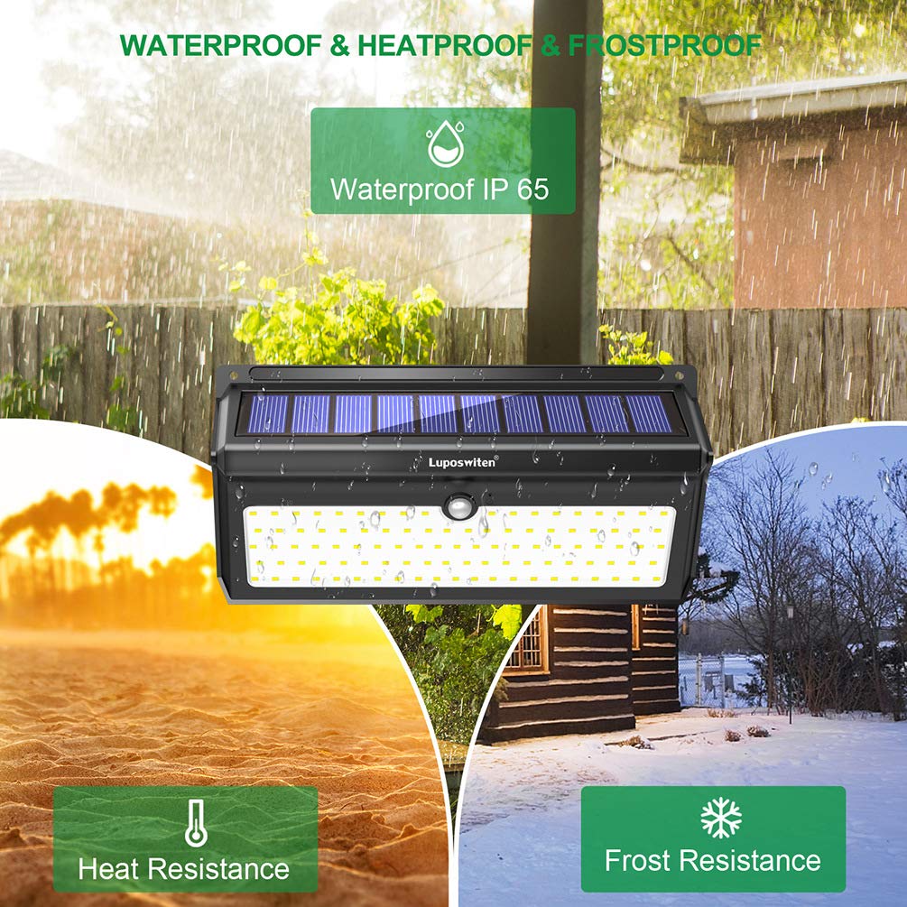 28 LED Solar Lights Outdoor 4-Pack & 100 LED Solar Motion Sensor Lights 2-Pack - Waterproof Solar Powered Garden Lights for Pathway, Yard, Patio, Deck, Driveway, Fence, Landscape Lighting