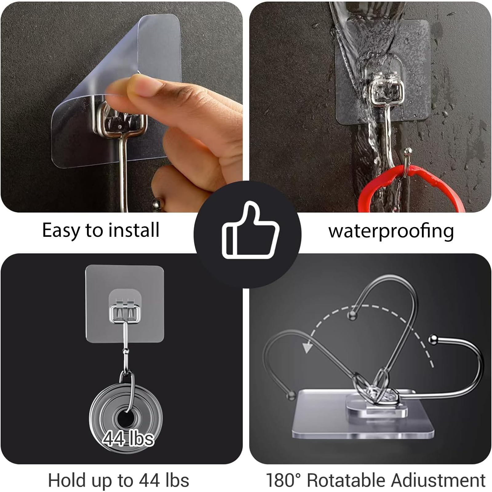 20 Pack Heavy Duty Adhesive Wall Hooks - Waterproof & Rustproof Hanging Hooks for Hats, Coats, Keys, Towels - Strong Mounting Solution for Bathroom, Kitchen, Home & Outdoor Organization (Indoor/Outdoor Use)