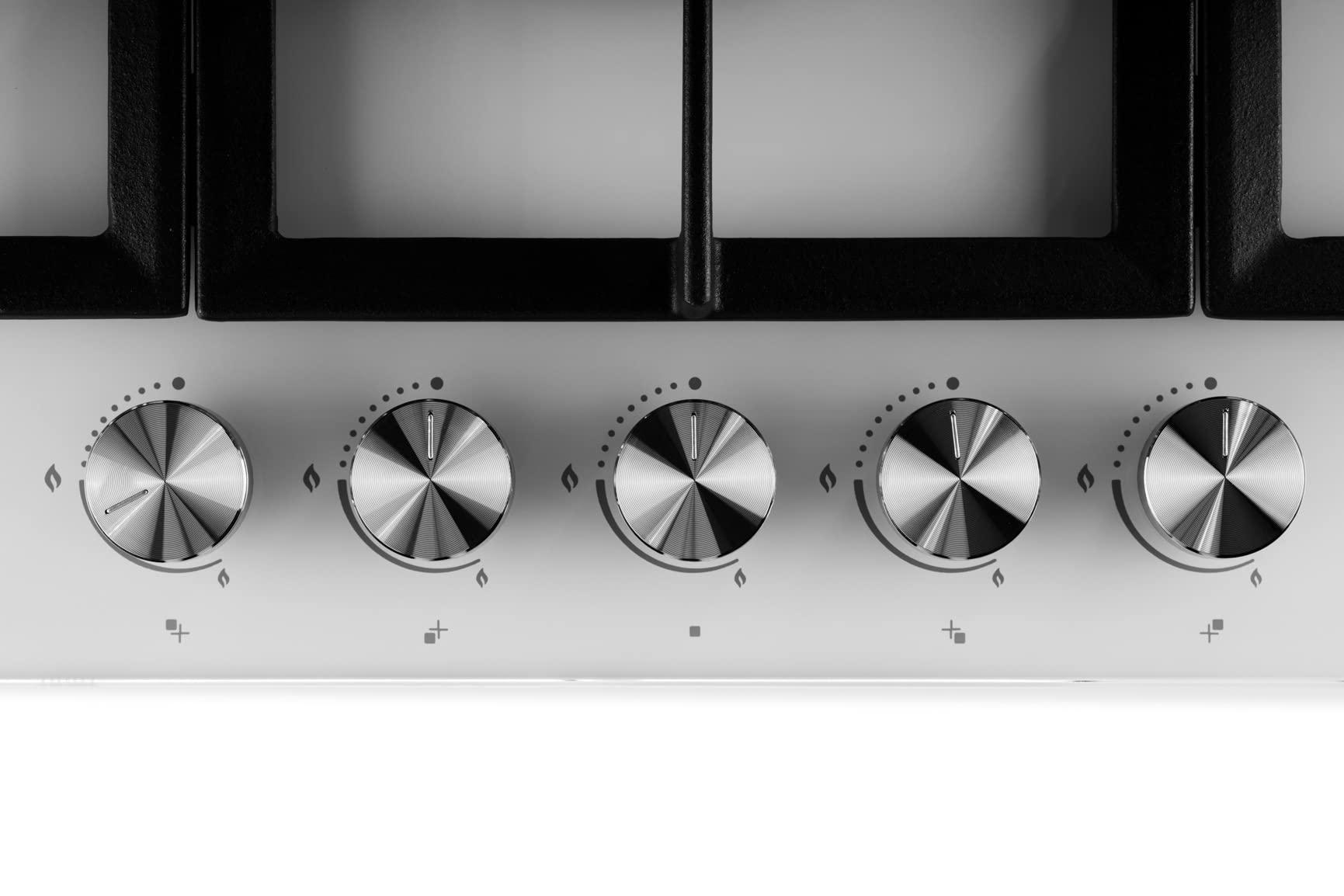PremierTech 36 Inch 5 Burner Gas Cooktop with Cast Iron Grates - Professional Wok Compatible, White Glass Surface for Modern Kitchens
