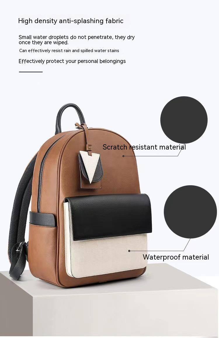 Vegan Leather Laptop Backpack - Stylish Stitching Design, Large Capacity for Work & Travel | Perfect for Office, School & Commuting