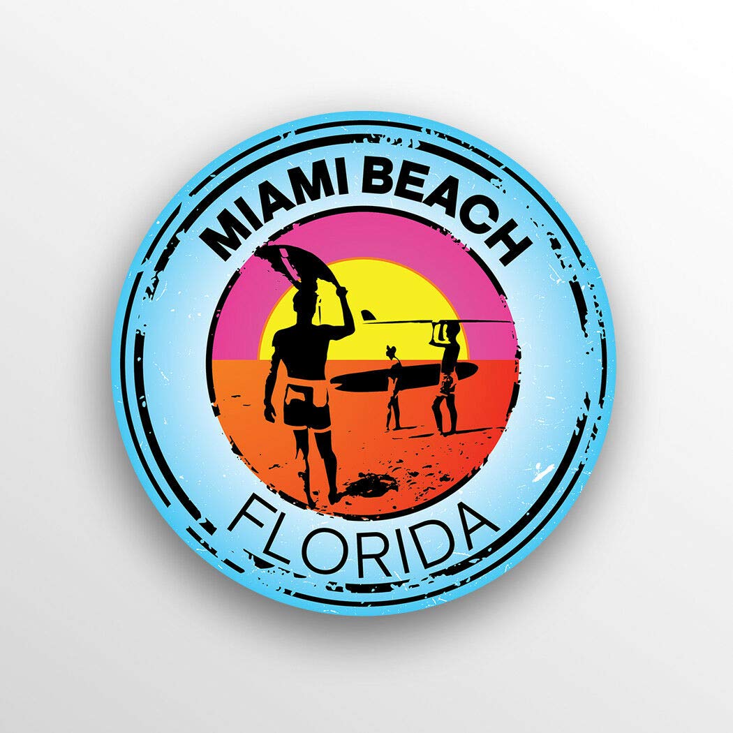Waterproof Magnetic Car Decal Sticker - Miami Beach Florida Design for Swim, Boat, Kayak, Water Ski & Surf Enthusiasts | 5