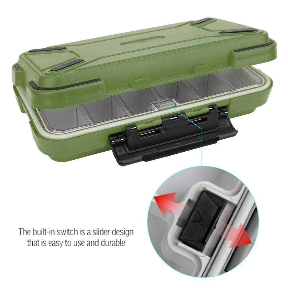 Waterproof Fishing Tackle Box - Bait & Lure Organizer with Hook Storage - Durable Green Container for Freshwater & Saltwater Fishing Trips