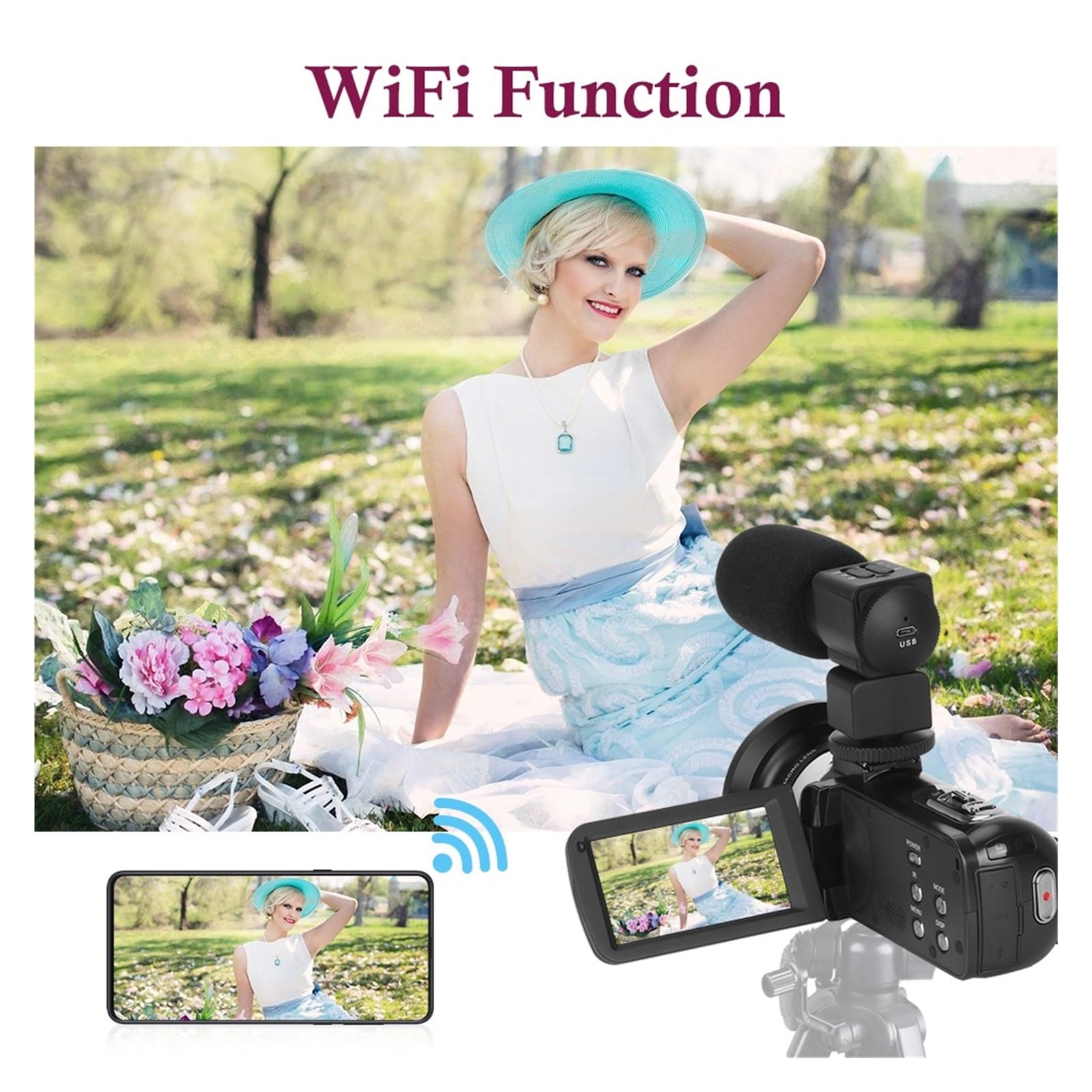 4K Night Vision Video Camera with WiFi - Outdoor Shooting, Digital Camcorder for Vlogging, Streaming & YouTube (NO SD Card Included) - Perfect for Travel, Adventure & Content Creation