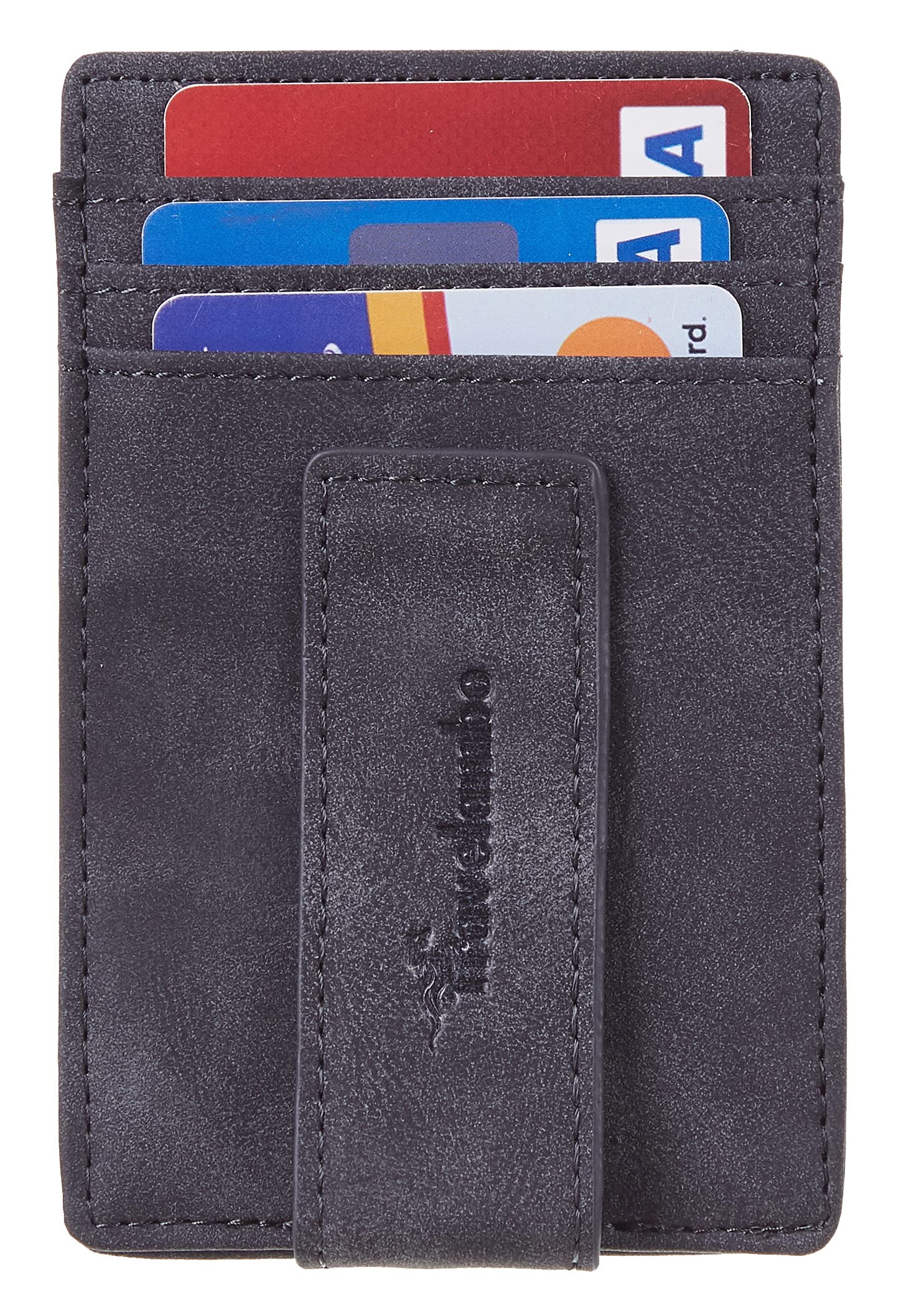 Travelambo Magnetic Front Pocket Wallet for Men - Slim Minimalist RFID Blocking Money Clip & Card Holder (Deep Grey) | Perfect for Travel, Business & Everyday Use
