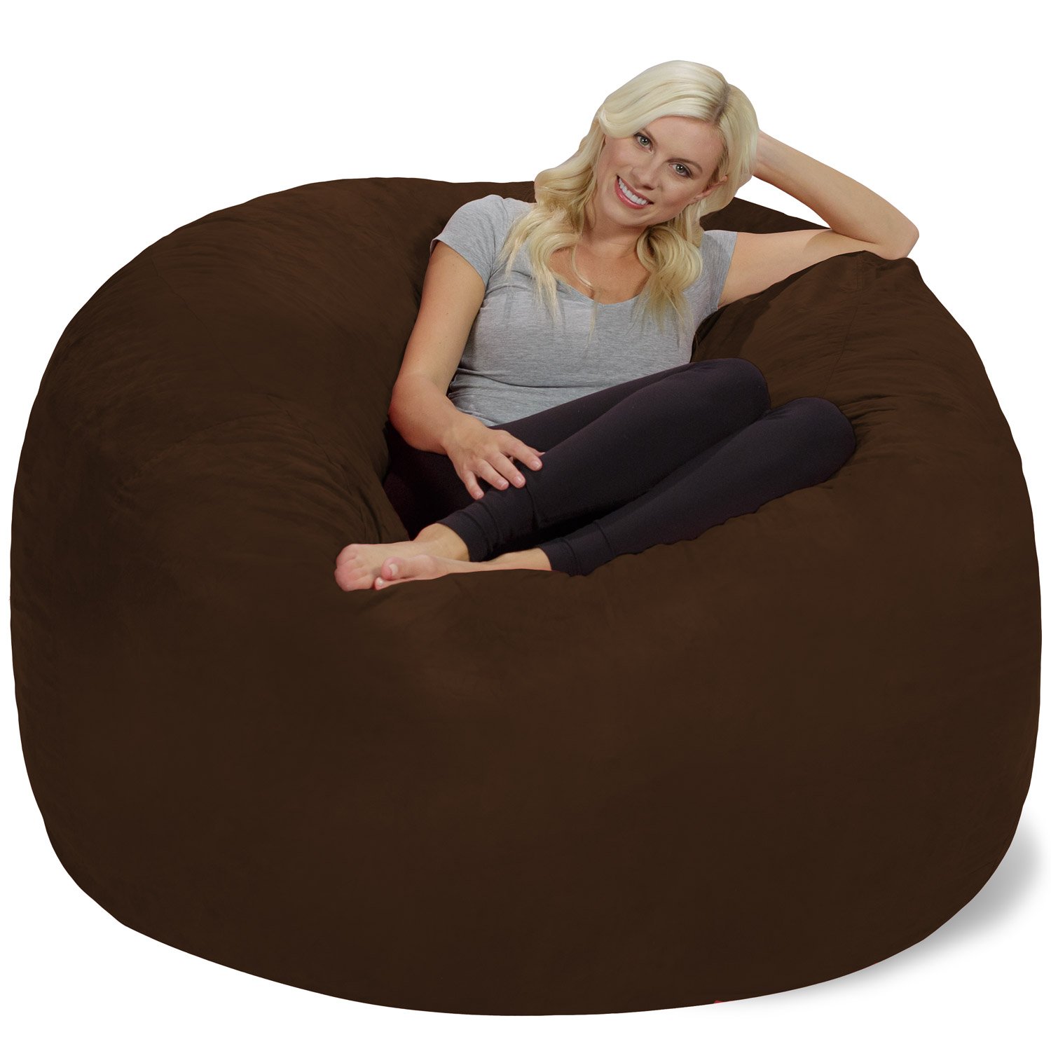 Chill Sack 6' Giant Memory Foam Bean Bag Chair - Oversized Sofa with Soft Microfiber Cover in Chocolate Brown | Perfect for Living Room, Game Room & Dorm Relaxation