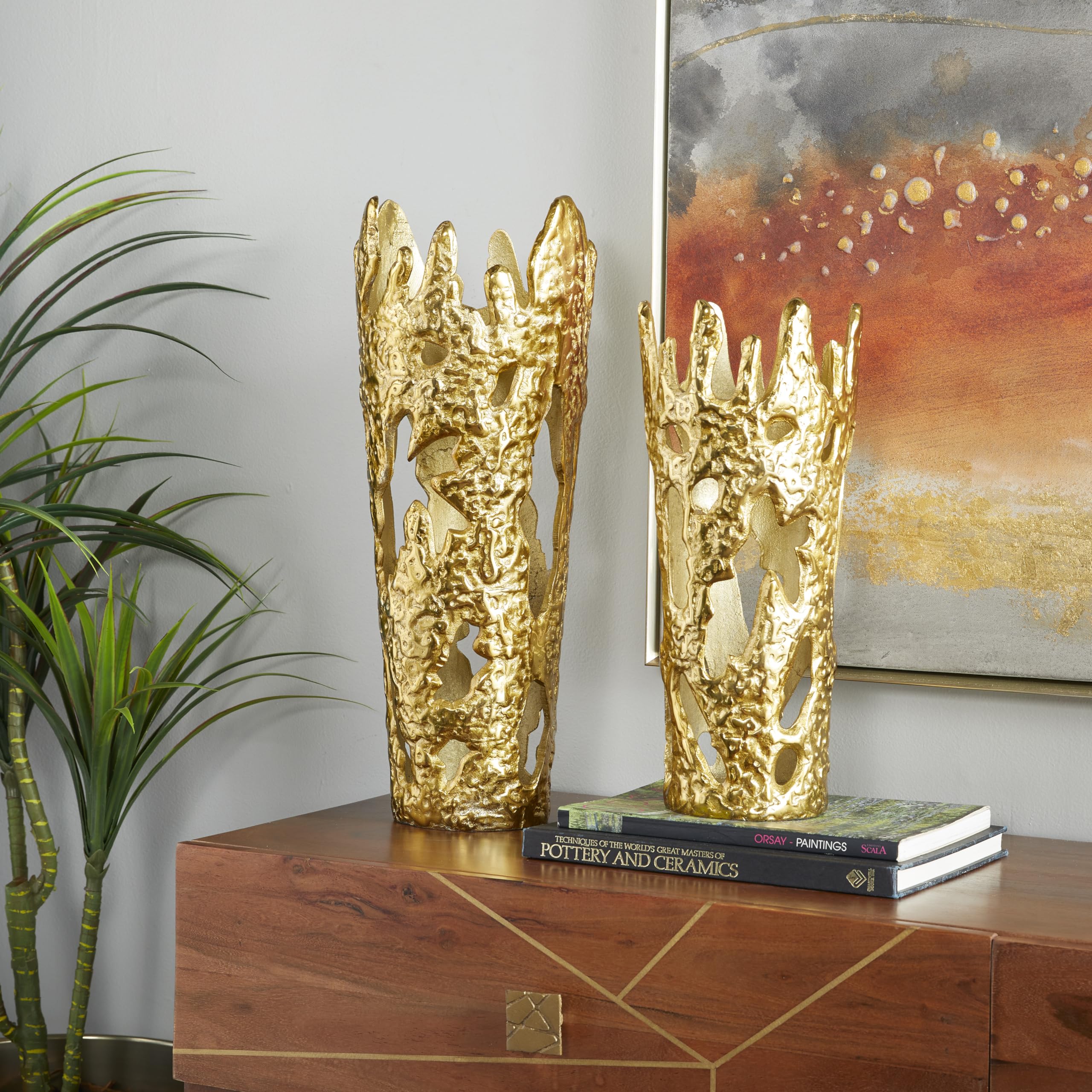 Deco 79 Modern Gold Aluminum Metal Vase Set of 2 - 20