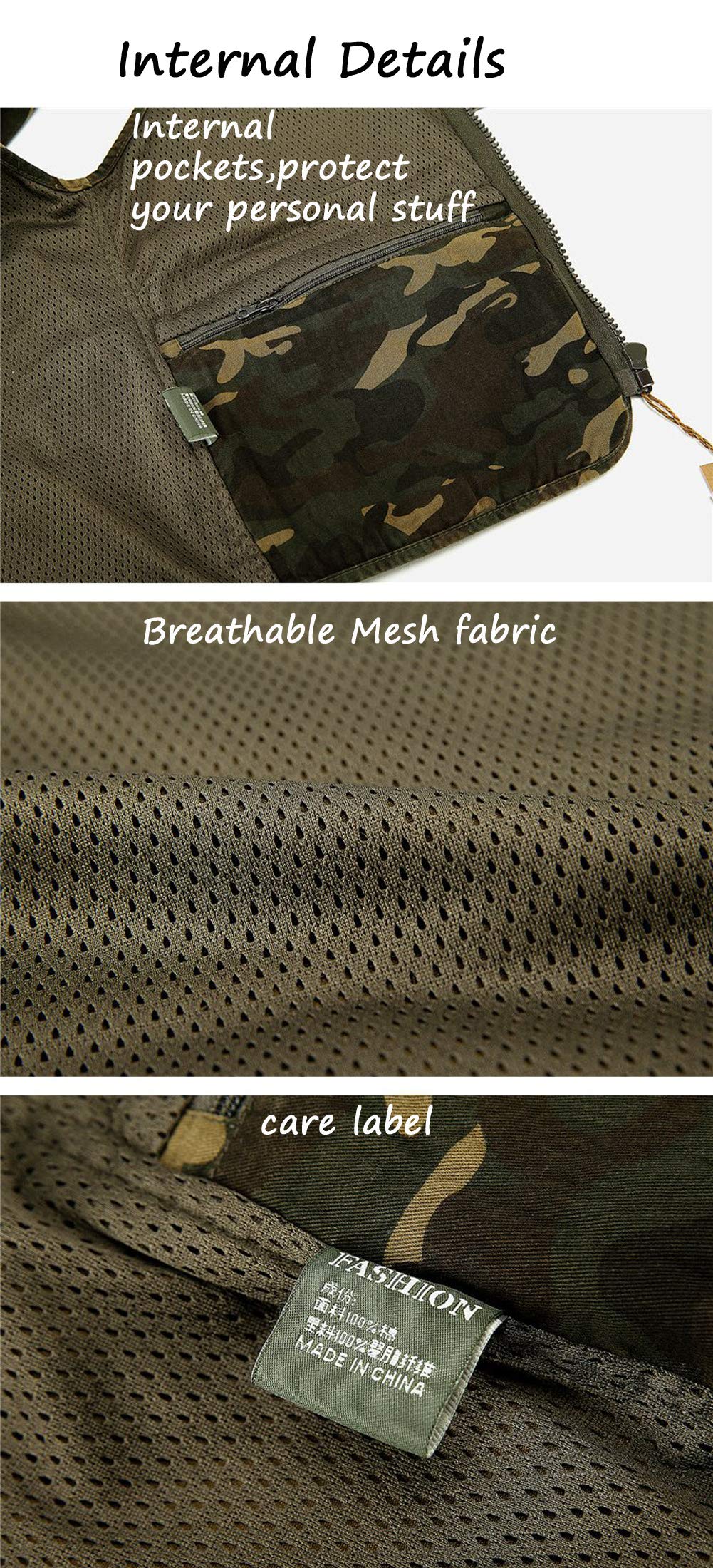 Only Faith Men's Camouflage Fishing Vest with Multiple Pockets - Waterproof Hunting Vest for Outdoor Photography, Hiking & Camping Gear