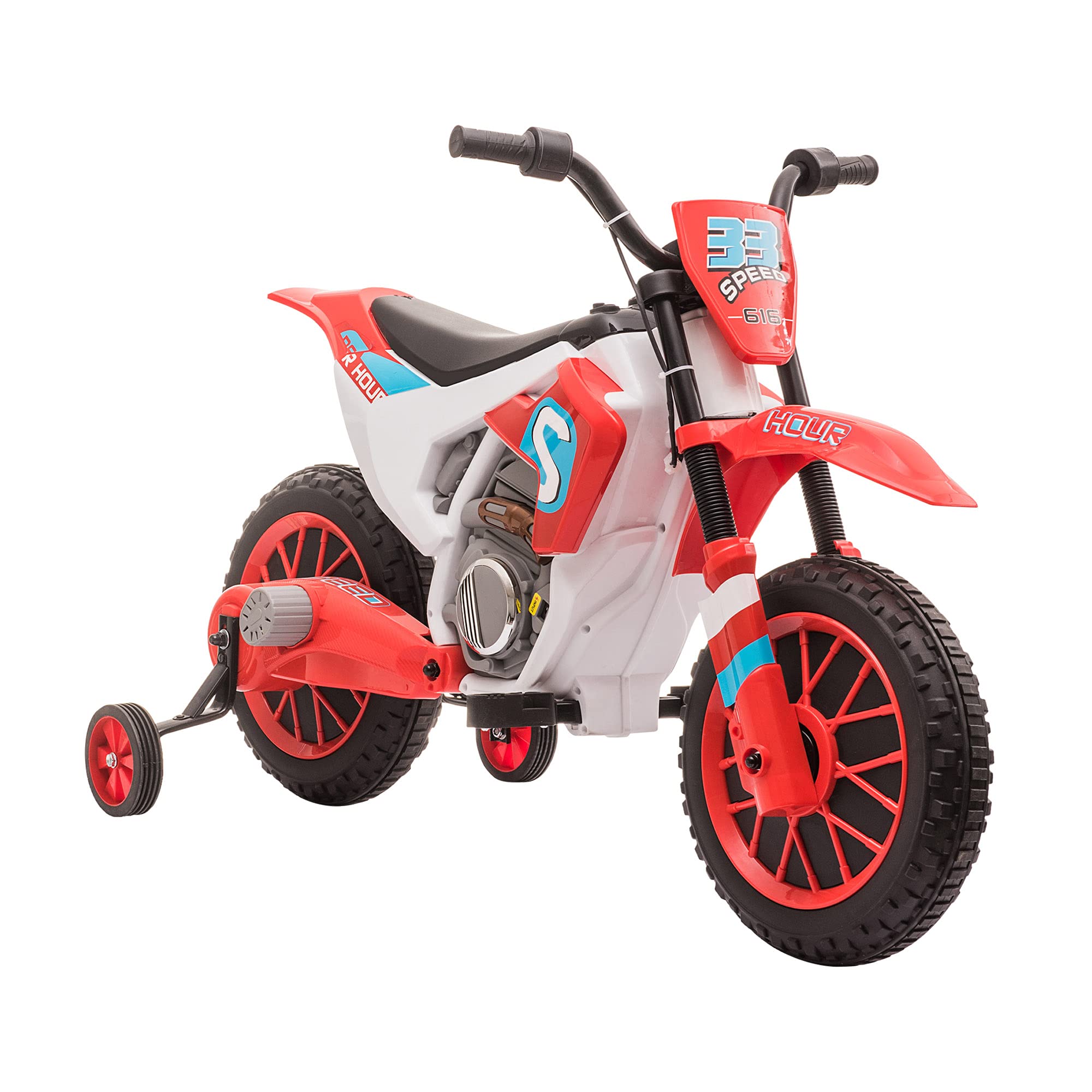 **Aosom 12V Kids Electric Motorcycle – Battery-Powered Ride-On Toy with Training Wheels & Rechargeable Battery – Red – Perfect for Outdoor Play & Birthday Gifts**