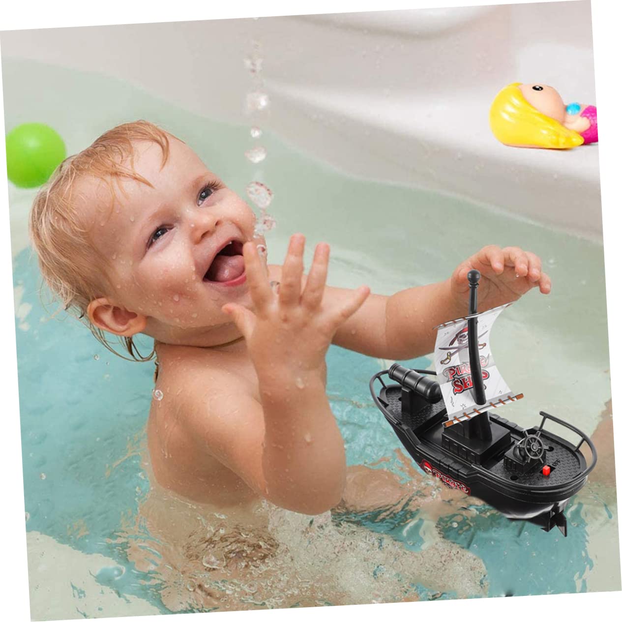 VICASKY 6 Pack Black Plastic Toy Boats - Mini Sailboat Pool Toys for Kids, Floating Bath & Beach Play Set - Fun Outdoor Water Games for Pools, Lakes & Ocean