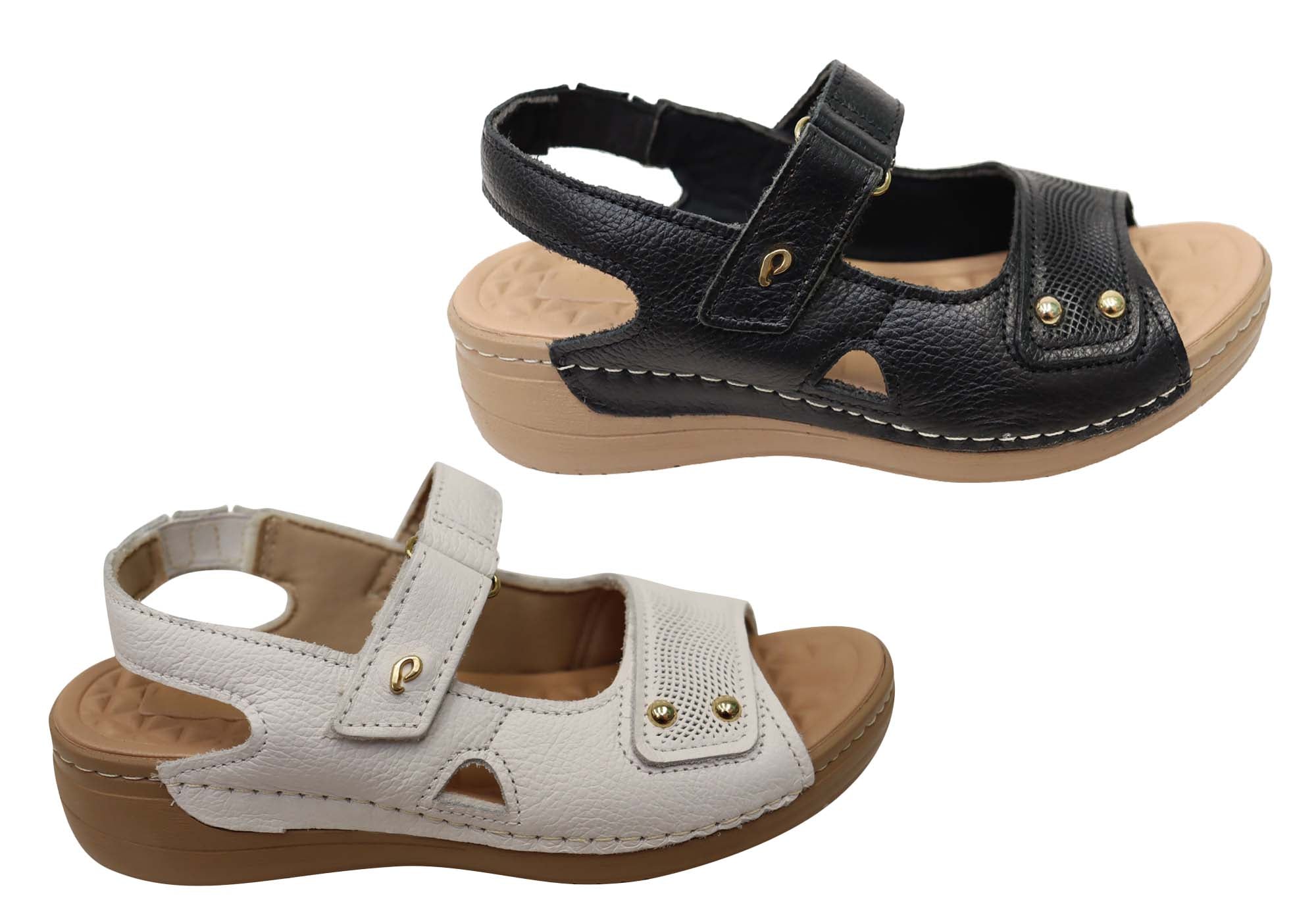 Jannie Women's Comfortable Leather Sandals - Handmade in Brazil - Perfect for Beach, Vacation & Summer Outfits